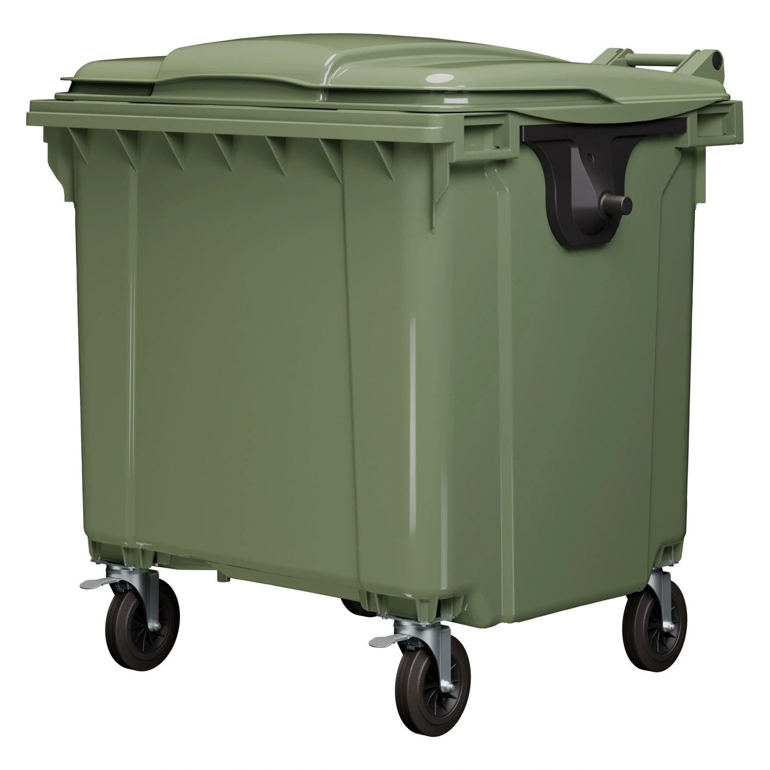 Мусорный контейнер 1100 л iPlast зелёный 4-колёсный с зелёной крышкой N2 (20.807.2)