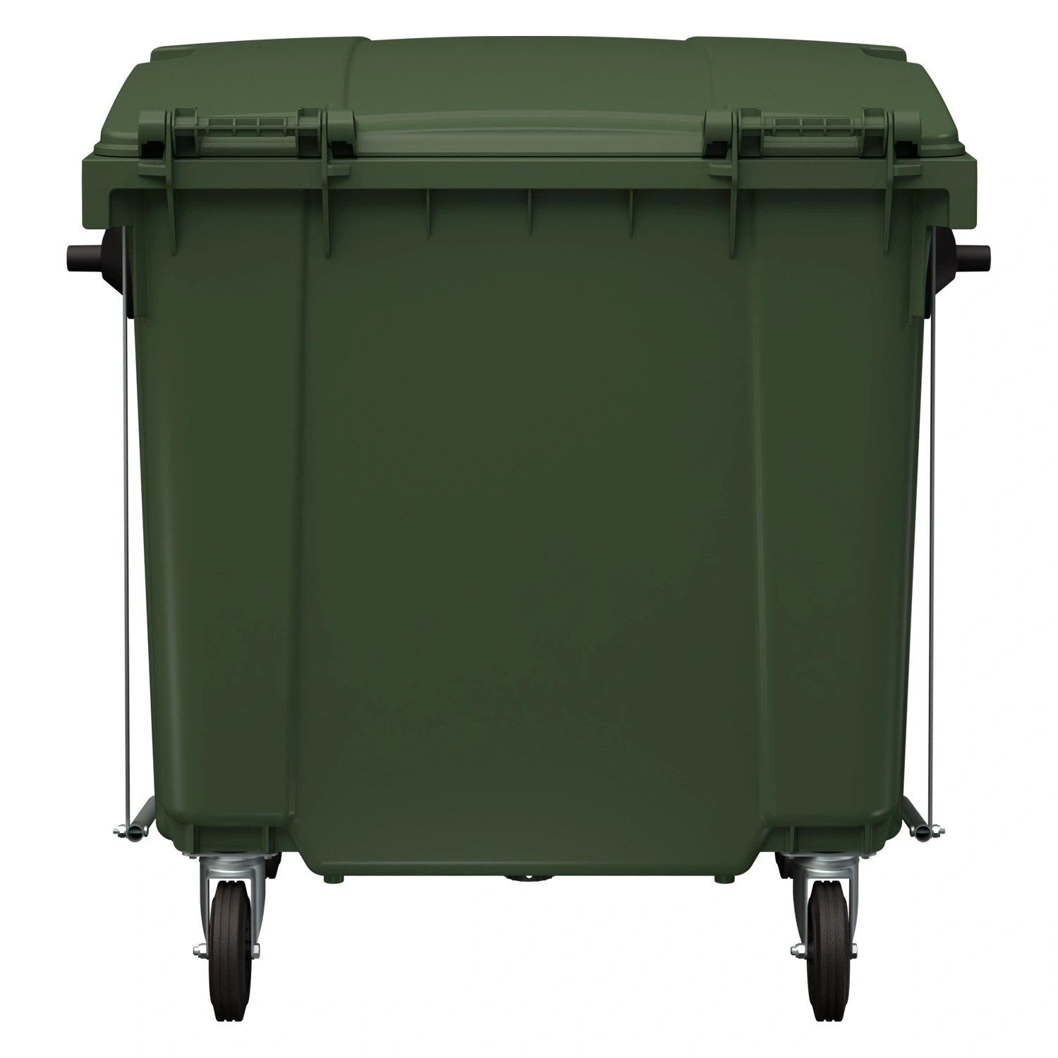 Мусорный контейнер 1100 л iPlast зелёный 4-колёсный с зелёной крышкой и педалью открывания Мусорный контейнер 1100 л iPlast зелёный 4-колёсный с зелёной крышкой и педалью открывания