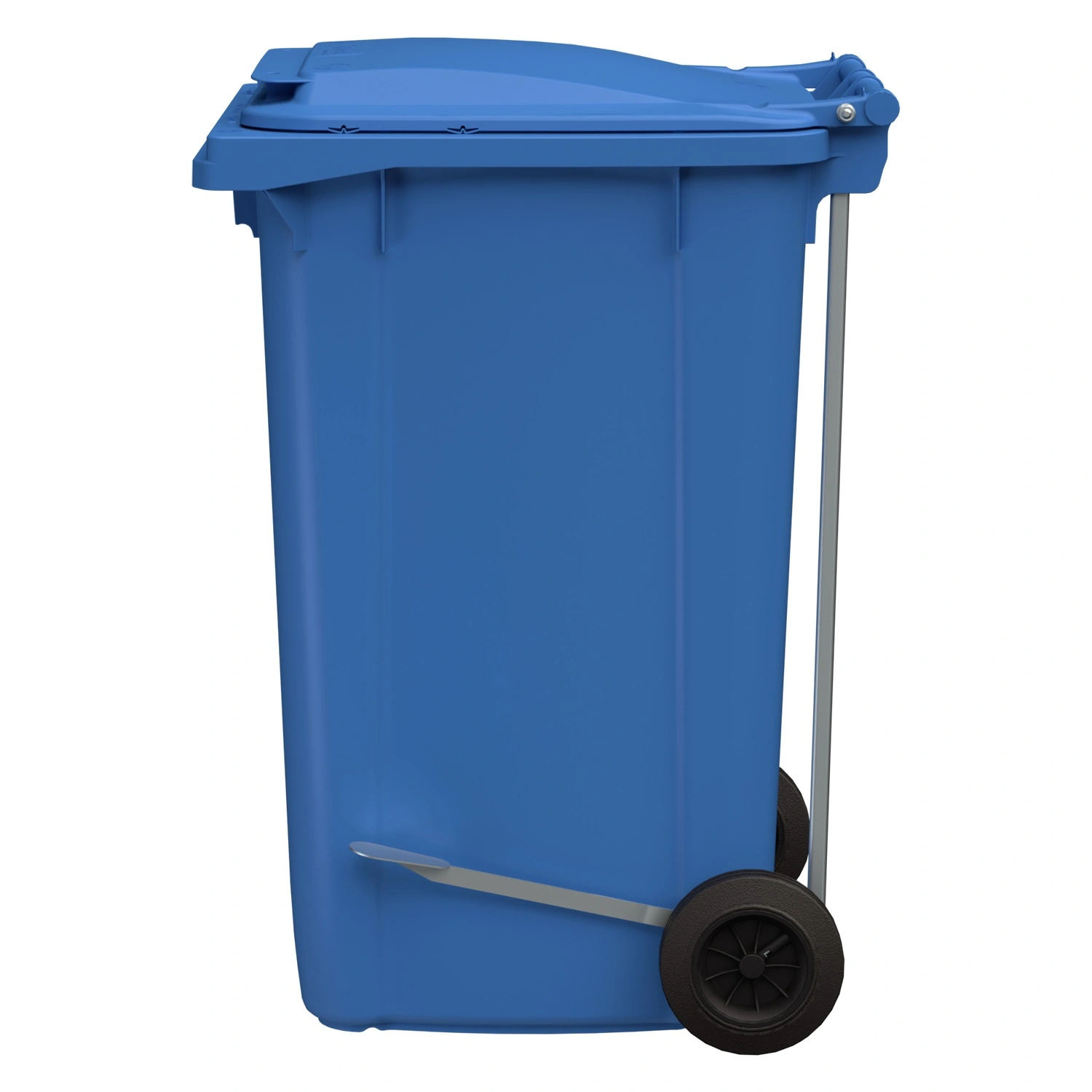 Мусорный контейнер 240 л iPlast тёмно-голубой 2-колёсный (д. 200 мм) с тёмно-голубой крышкой