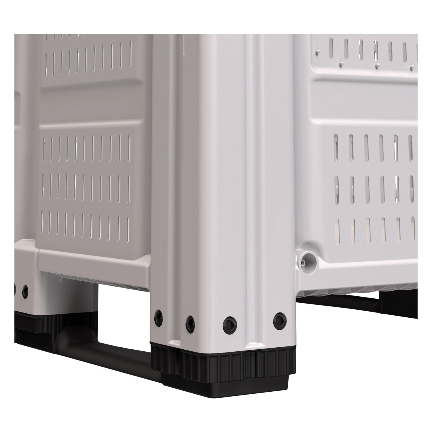 Большой контейнер 1200x1000x780 мм iPlast iBOX светло-серый c перфорированными стенками и дном, на полозьях