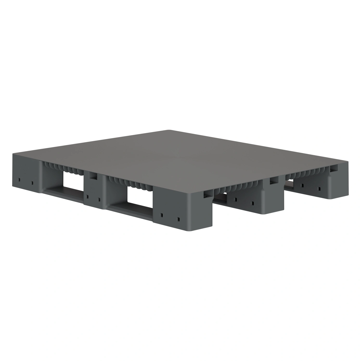 Пластиковый паллет 1200х1000х150 мм iPlast серый сплошной на 3 полозьях без бортика