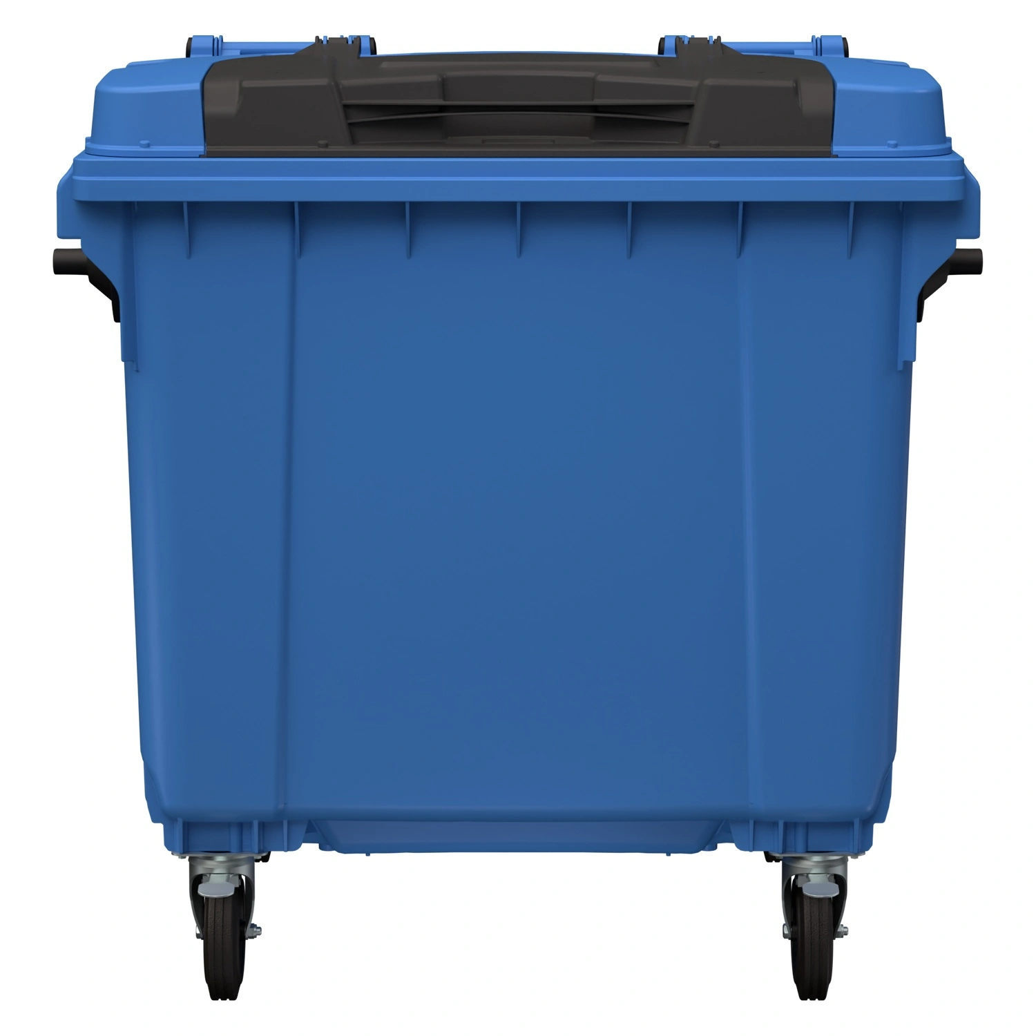 Мусорный контейнер 1100 л iPlast тёмно-голубой 4-колёсный с тёмно-голубой крышкой и тёмно-серой крышкой TwinLid Мусорный контейнер 1100 л iPlast тёмно-голубой 4-колёсный с тёмно-голубой крышкой и тёмно-серой крышкой TwinLid