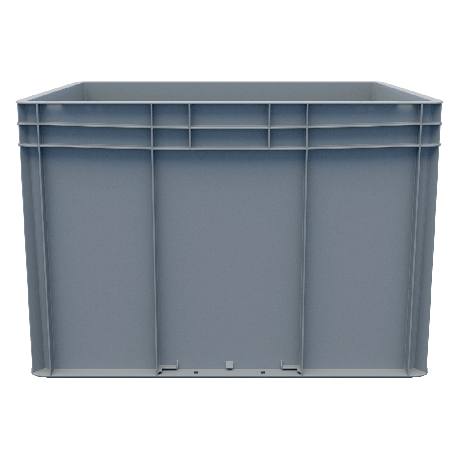 Евроконтейнер ЕС-6442.1 600х400х420 мм iPlast светло-серый со сплошным дном, открытыми ручками