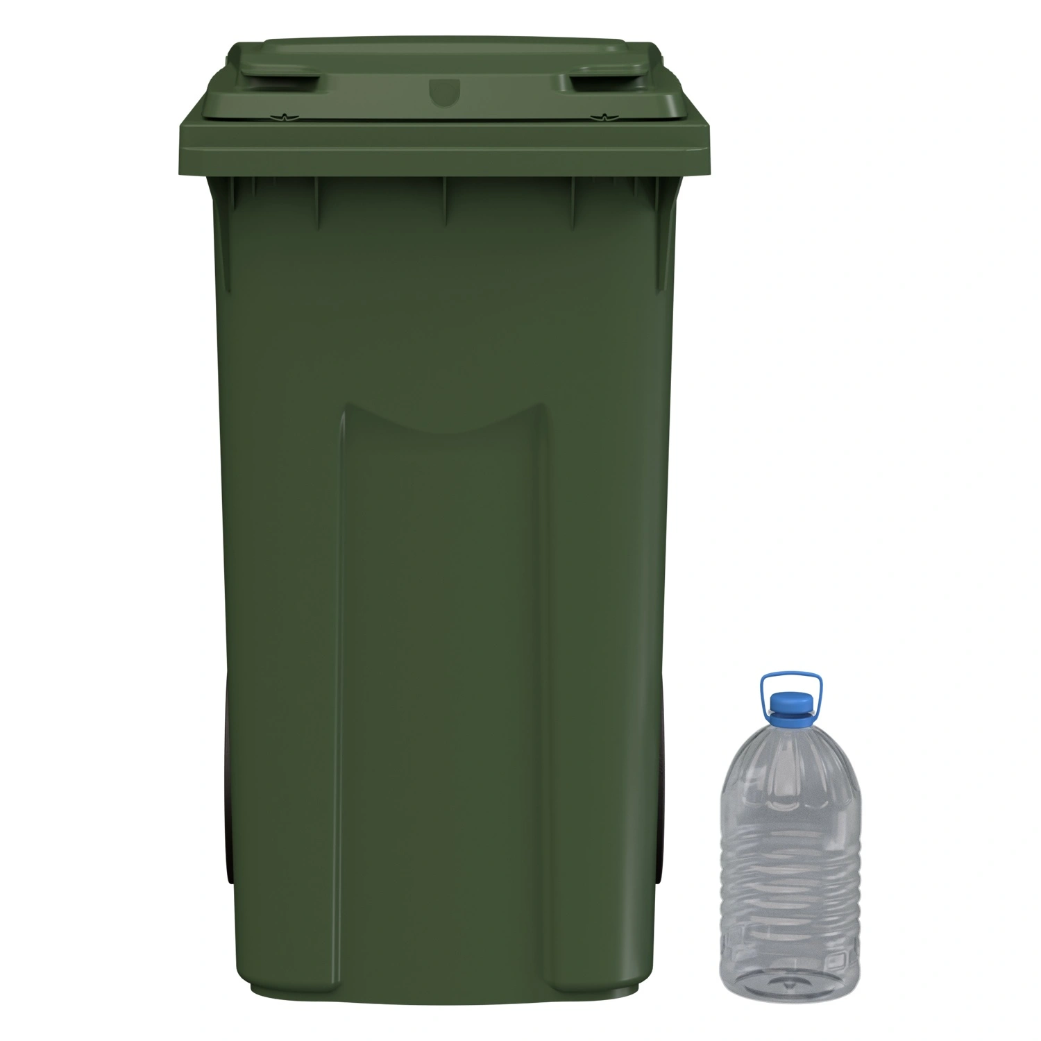 Мусорный контейнер 360 л iPlast зелёный 2-колёсный (д. 300 мм) с зелёной крышкой