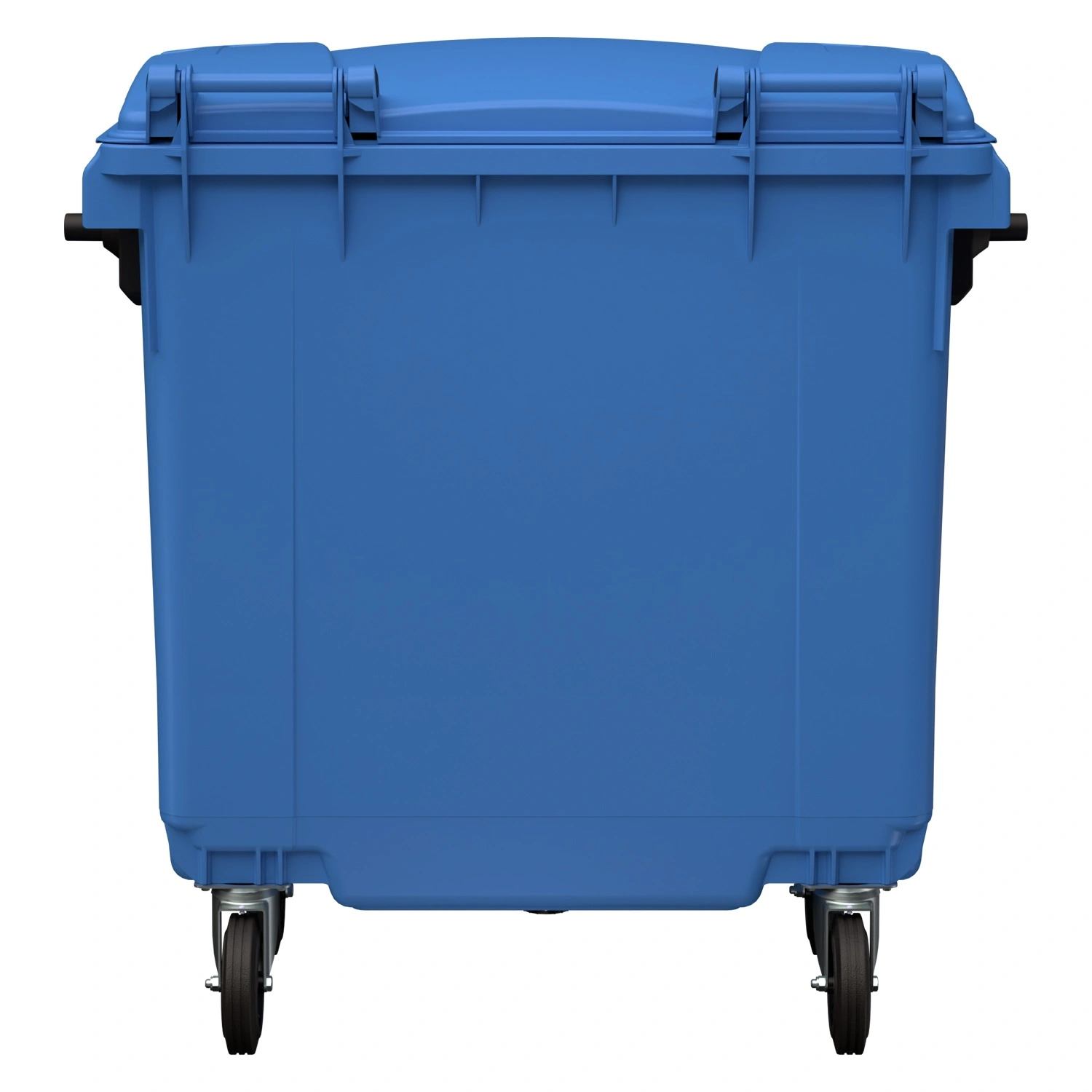 Мусорный контейнер 770 л iPlast тёмно-голубой 4-колёсный с тёмно-голубой крышкой