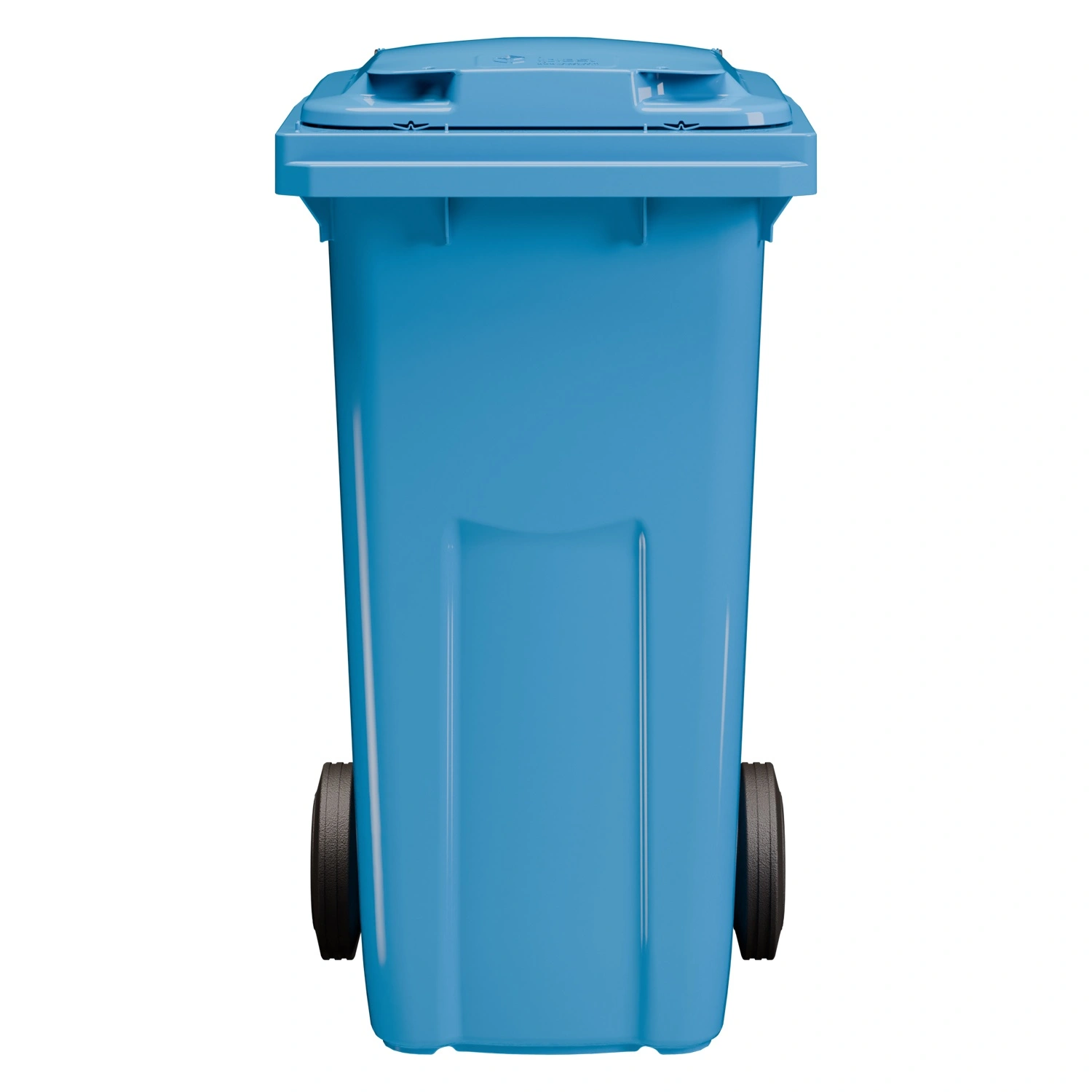 Мусорный контейнер 120 л iPlast тёмно-голубой 2-колёсный (д. 200 мм) с тёмно-голубой крышкой