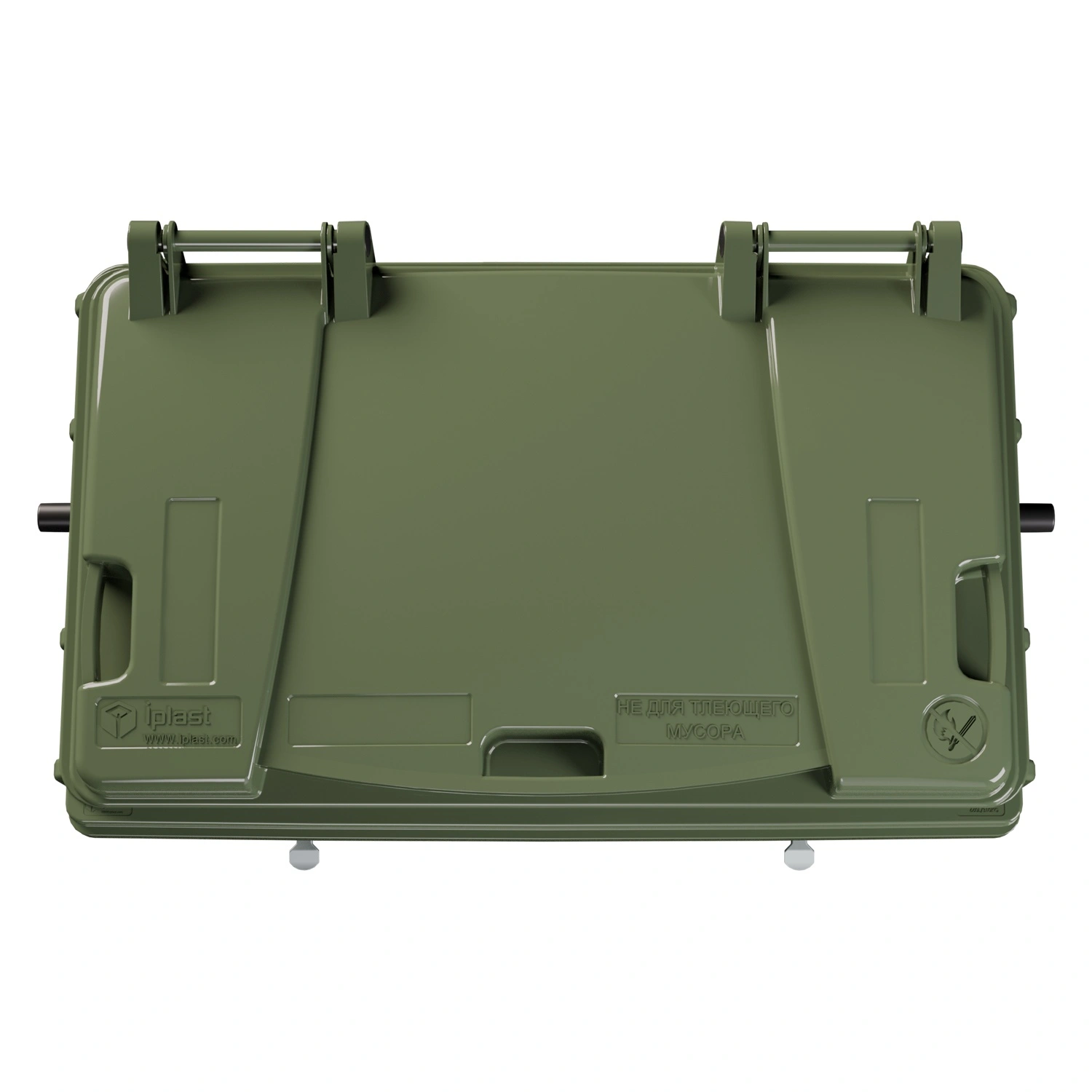 Мусорный контейнер 770 л iPlast зелёный 4-х колёсный с зелёной крышкой