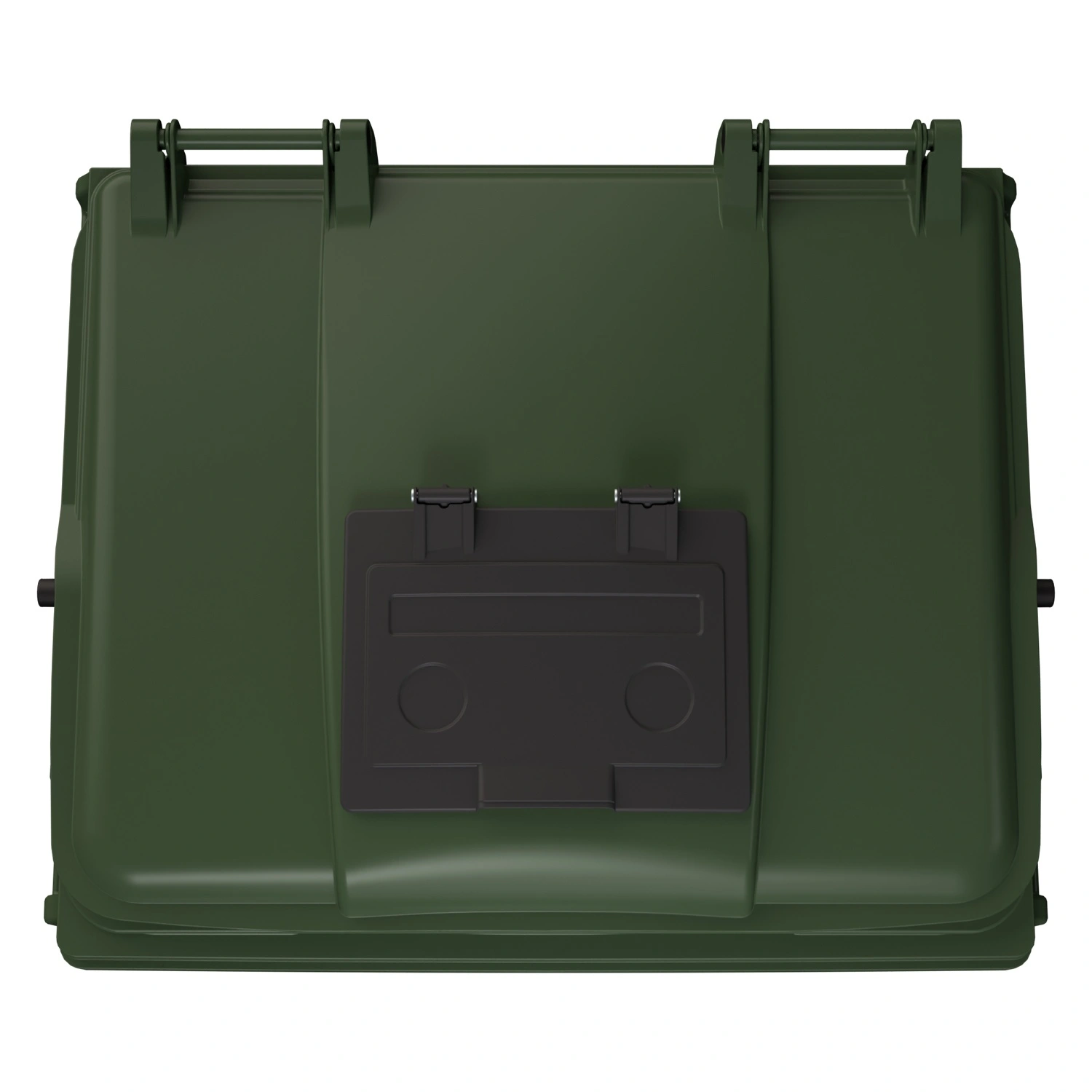 Мусорный контейнер 1100 л iPlast зелёный 4-колёсный с зелёной крышкой и тёмно-серой мини-крышкой