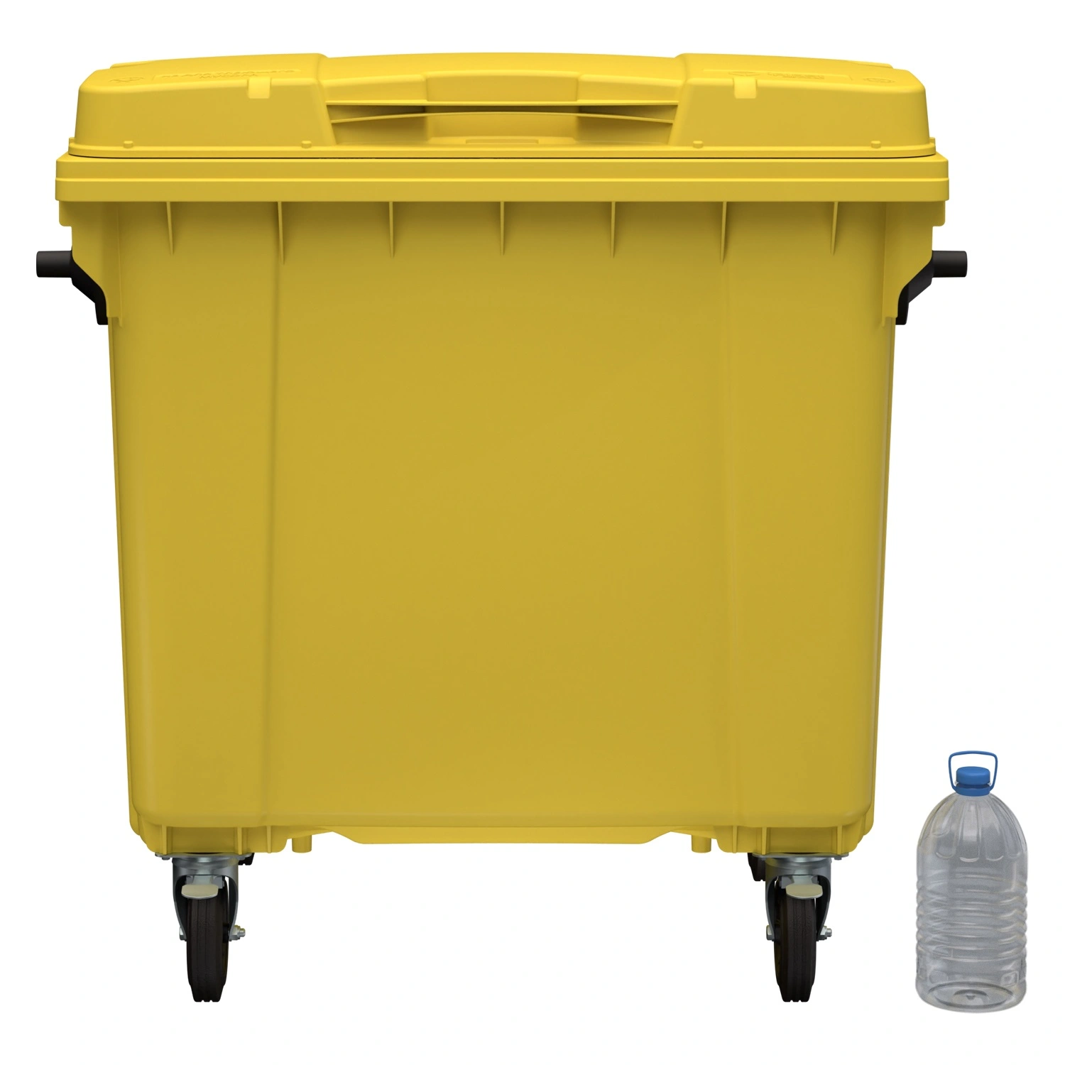 Мусорный контейнер 1100 л iPlast жёлтый 4-колёсный с жёлтой крышкой N1 (20.807.1)