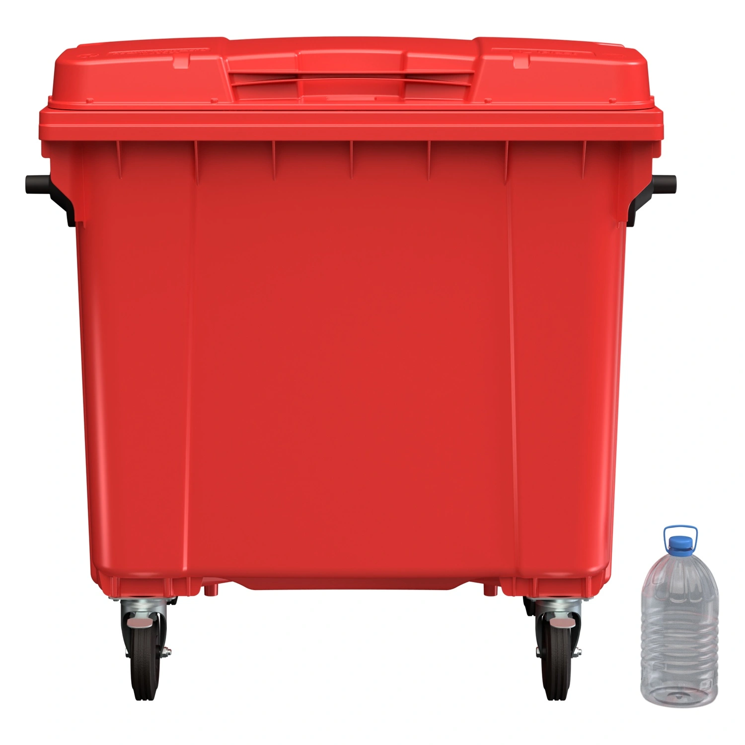 Мусорный контейнер 1100 л iPlast красный 4-колёсный с красной крышкой N1 (20.807.1)