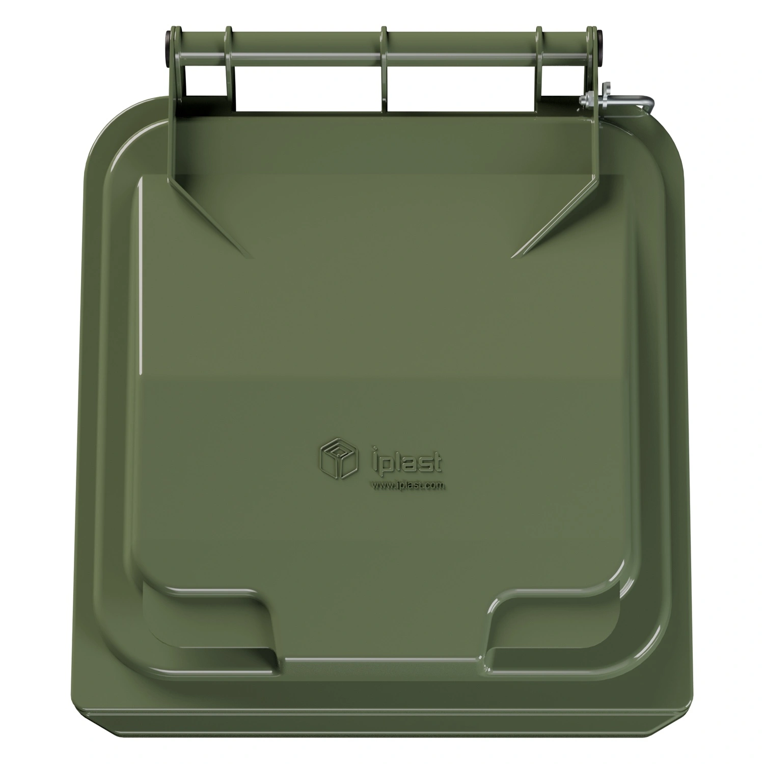 Мусорный контейнер 120 л iPlast зелёный 2-х колёсный с зелёной крышкой и педалью открывания