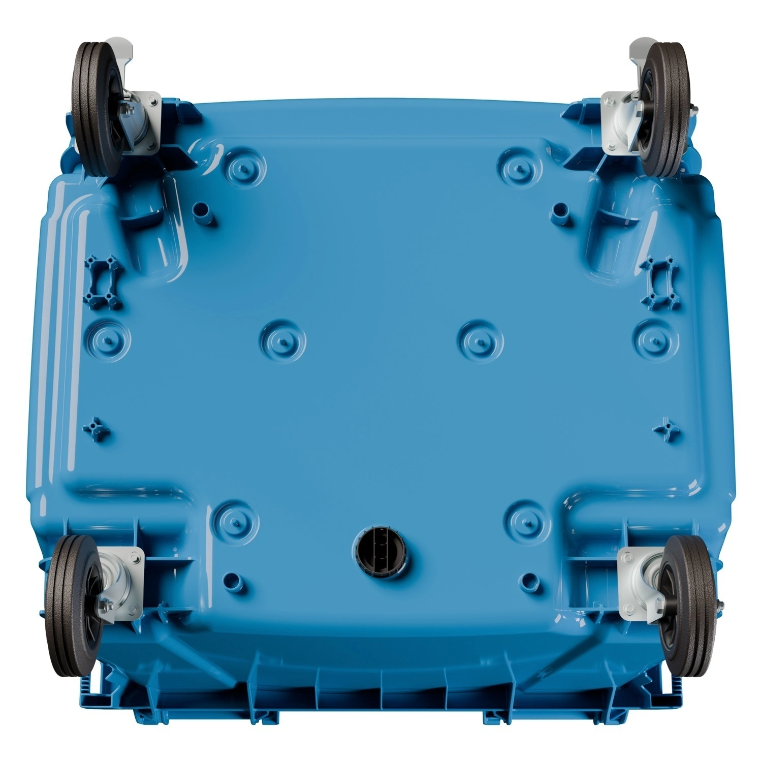 Мусорный контейнер 1100 л iPlast тёмно-голубой 4-колёсный с тёмно-голубой крышкой