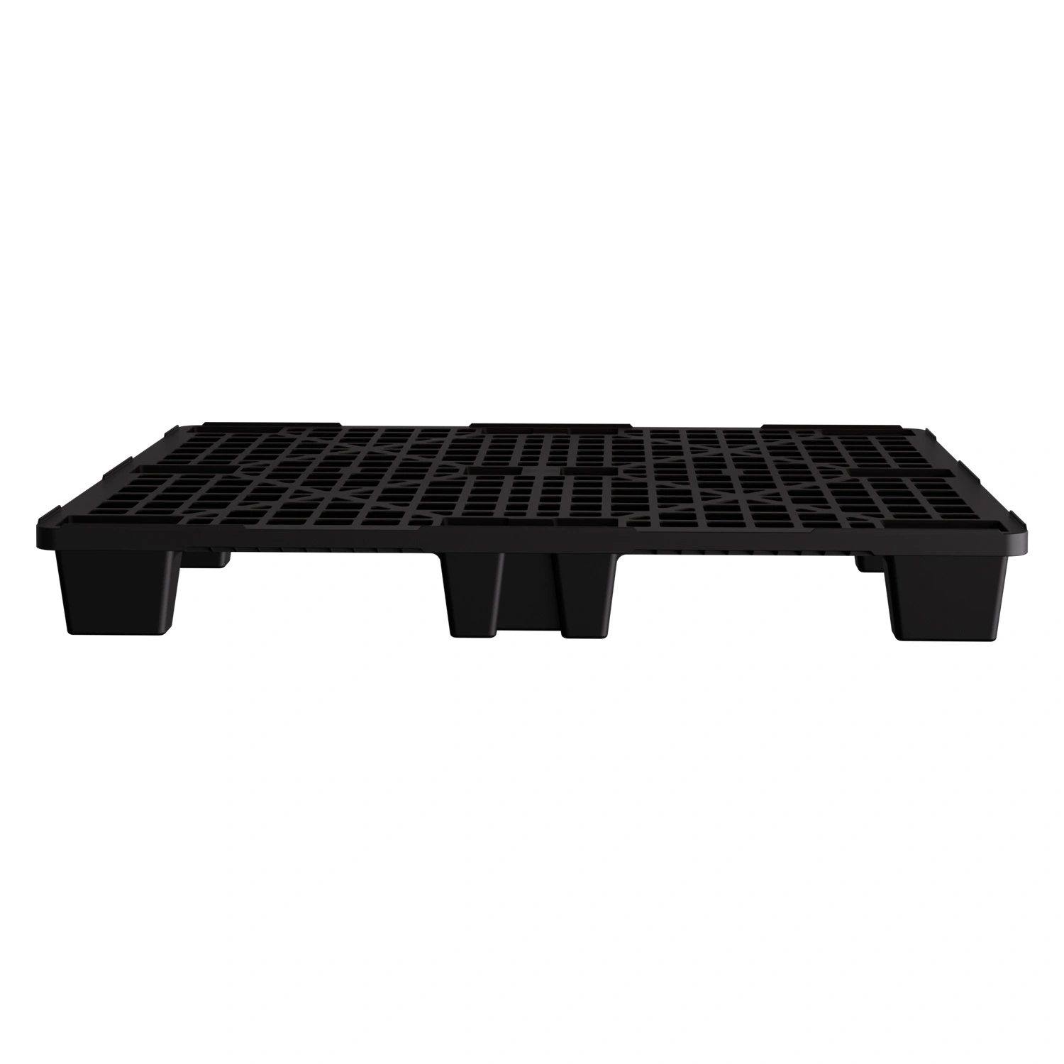 Пластиковый паллет 1200х1000х135 мм iPlast чёрный ЭКО+ перфорированный на ножках с бортиком 