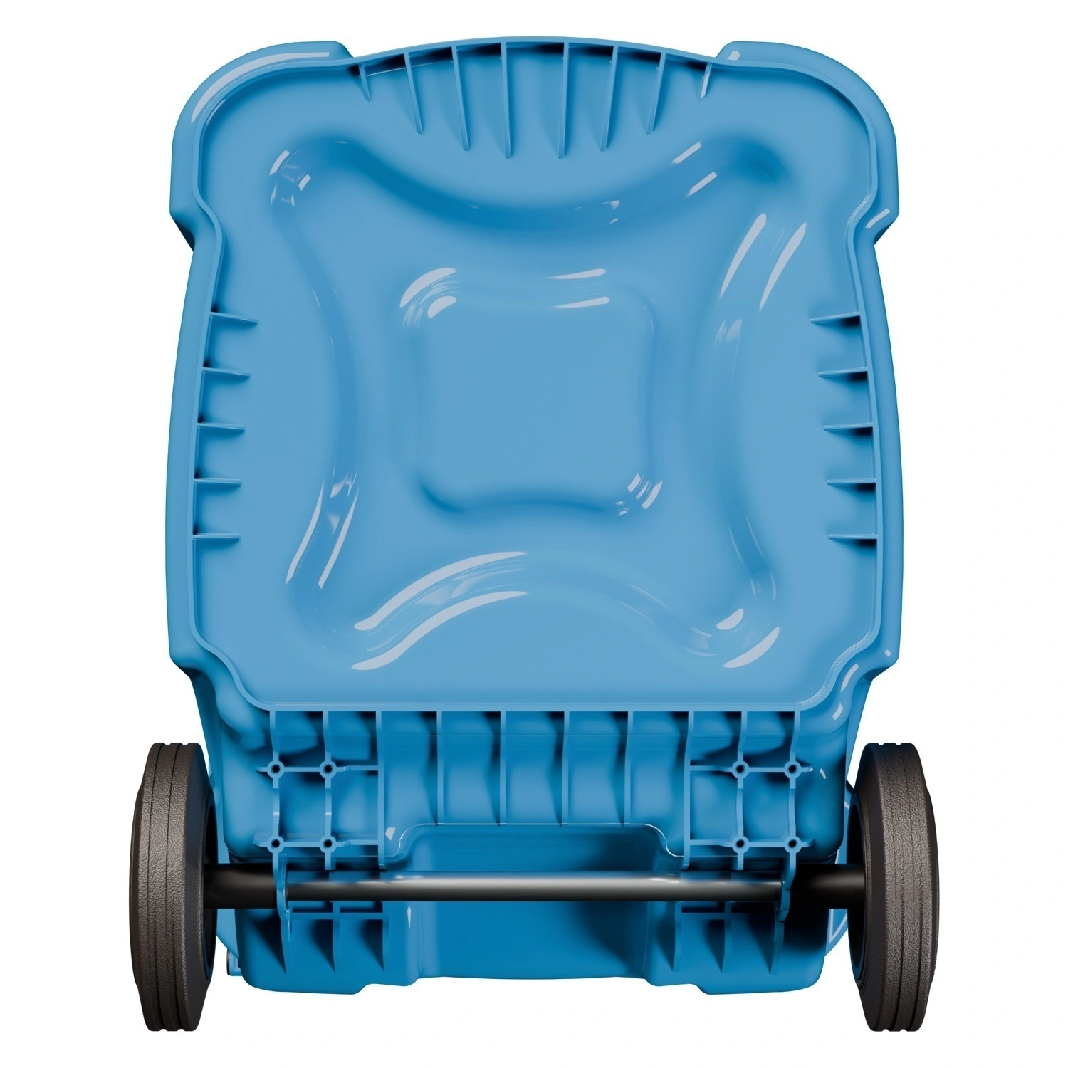 Мусорный контейнер 360 л iPlast тёмно-голубой 2-колёсный (д. 200 мм) с тёмно-голубой крышкой