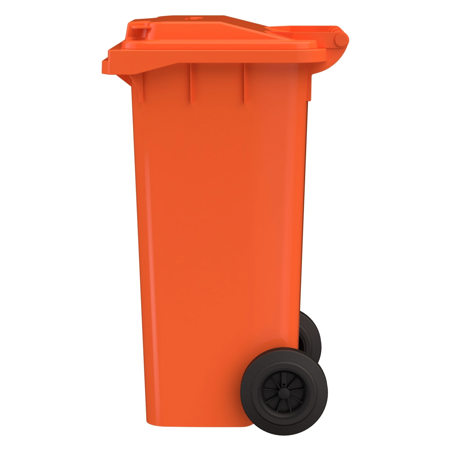 Мусорный контейнер 120 л iPlast оранжевый 2-колёсный (д. 200 мм) с оранжевой крышкой