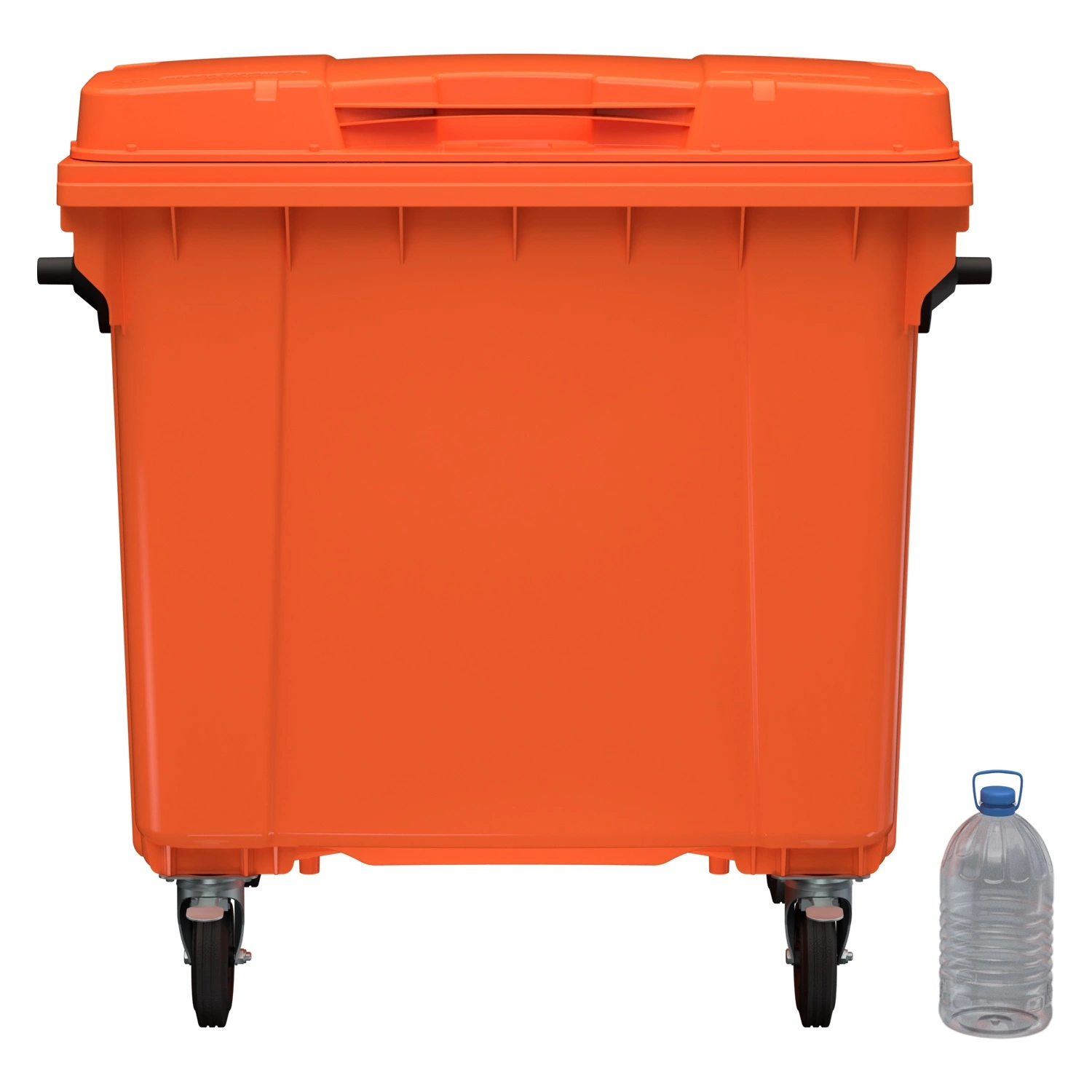 Мусорный контейнер 1100 л iPlast оранжевый 4-колёсный с оранжевой крышкой N1 (20.807.1)