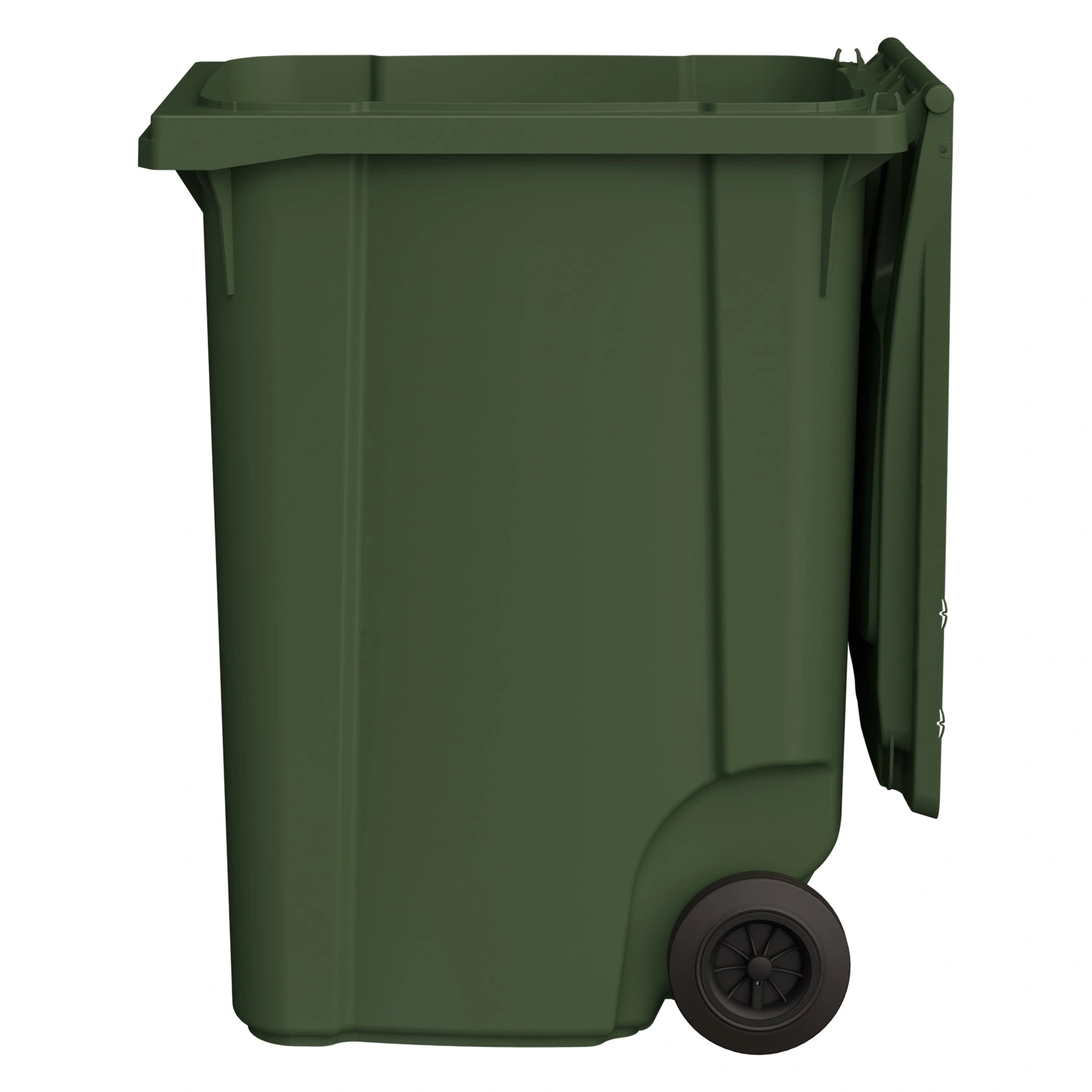 Мусорный контейнер 360 л iPlast зелёный 2-колёсный (д. 200 мм) с зелёной крышкой