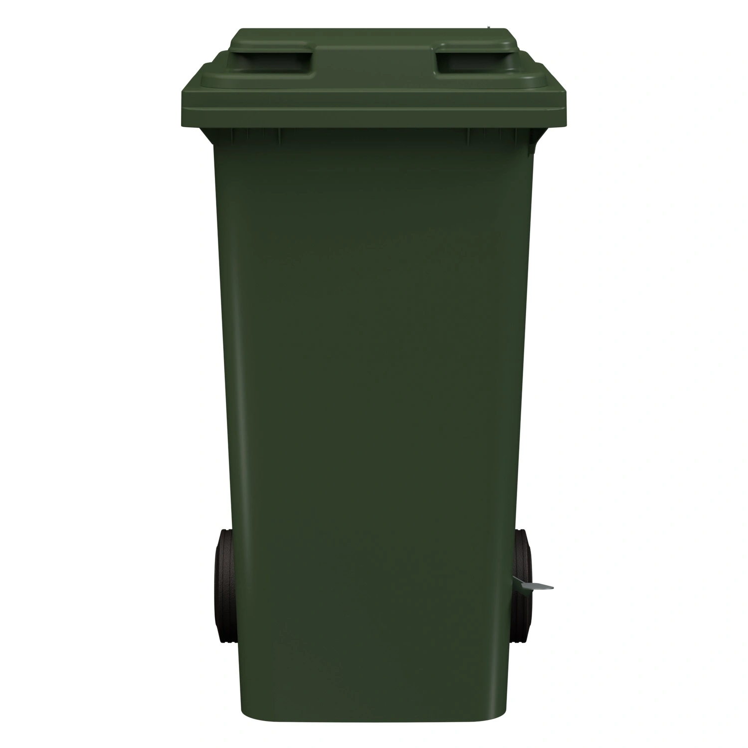 Мусорный контейнер 240 л iPlast зелёный 2-колёсный с зелёной полипропиленовой крышкой и педалью открывания