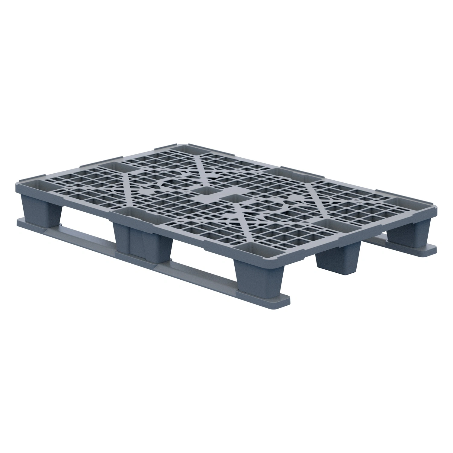 Пластиковый паллет 1200х800х150 мм iPlast серый усиленный перфорированный на 2 полозьях с бортиком