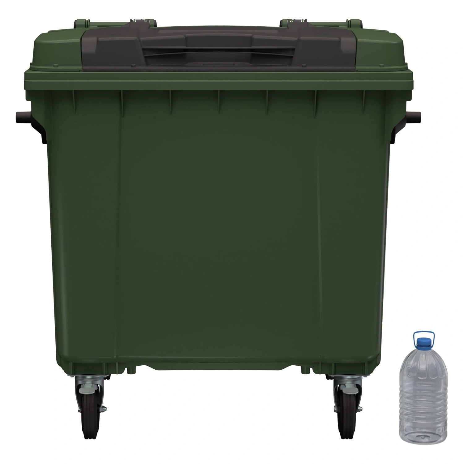 Мусорный контейнер 1100 л iPlast зелёный 4-х колёс. с зелёной крышкой и тёмно-серой крышкой TwinLid N2 (20.807.2)