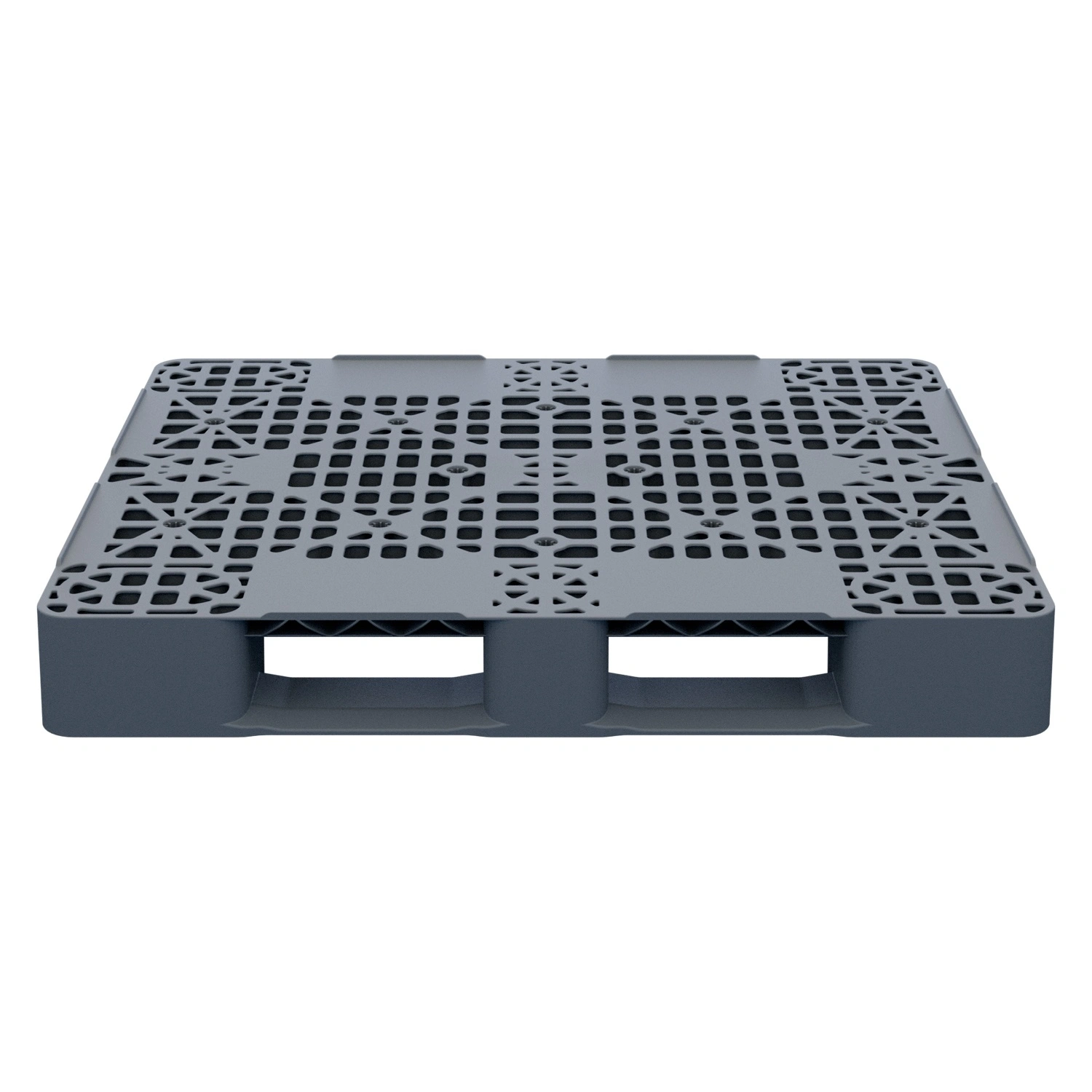 Пластиковый паллет 1200x1000x150 мм iPlast серый перфорированный на 2 полозьях с бортиком