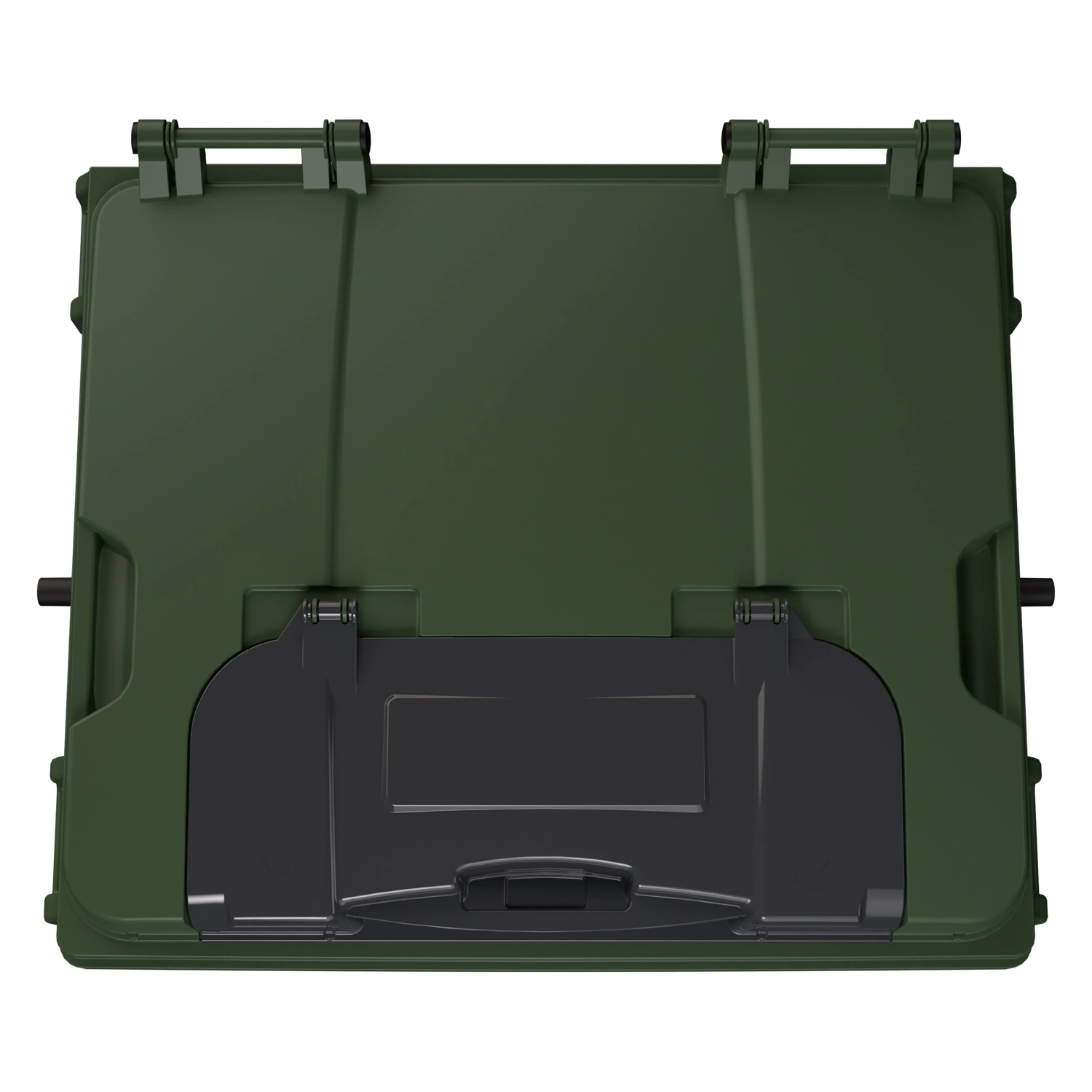 Мусорный контейнер 1100 л iPlast зелёный 4-колёсный с зелёной крышкой и тёмно-серой крышкой TwinLid