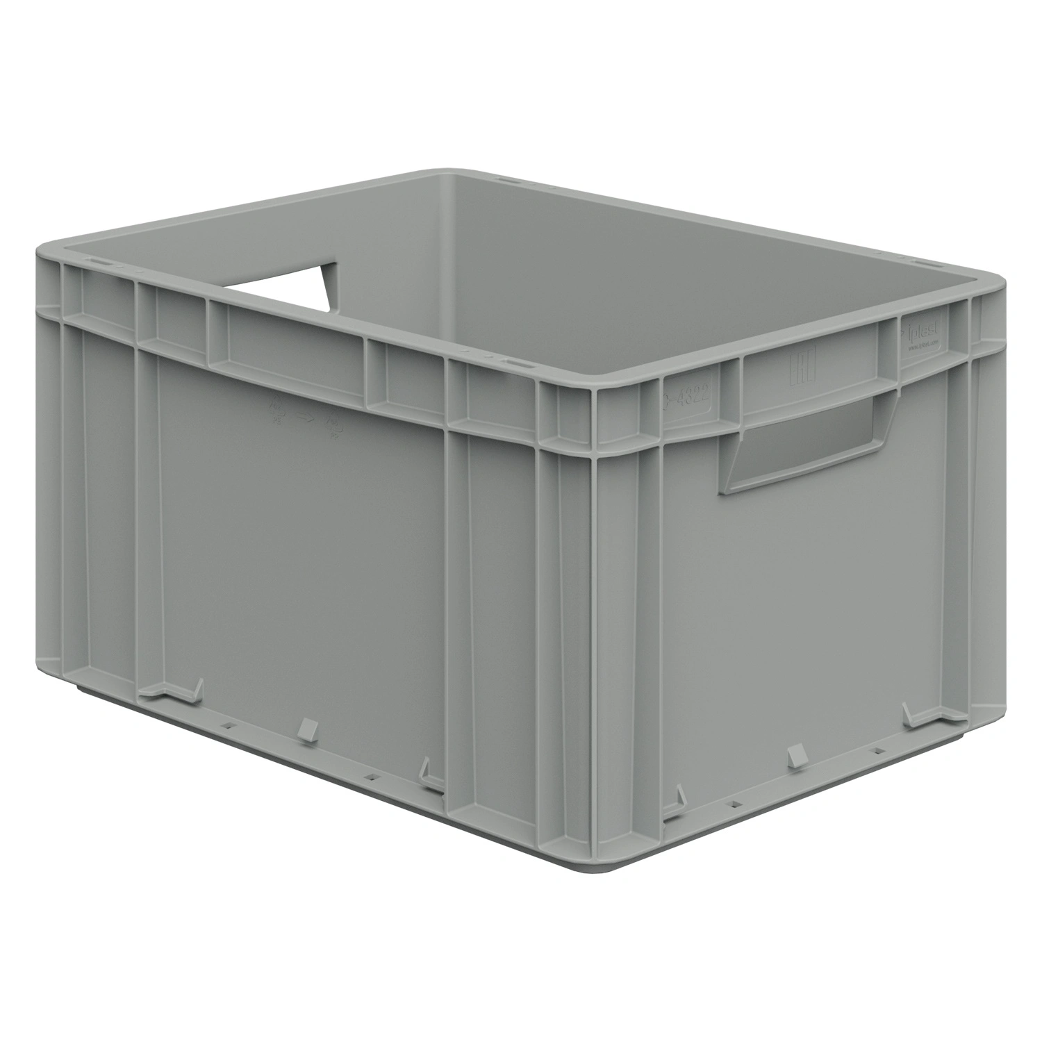 Евроконтейнер ЕС-4322.3 400х300х220 мм iPlast светло-серый с усиленным дном и открытыми ручками