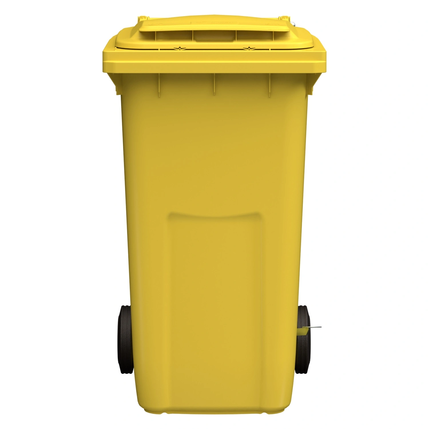 Мусорный контейнер 240 л iPlast жёлтый 2-колёсный (д. 200 мм) с жёлтой крышкой NEW (20.808)