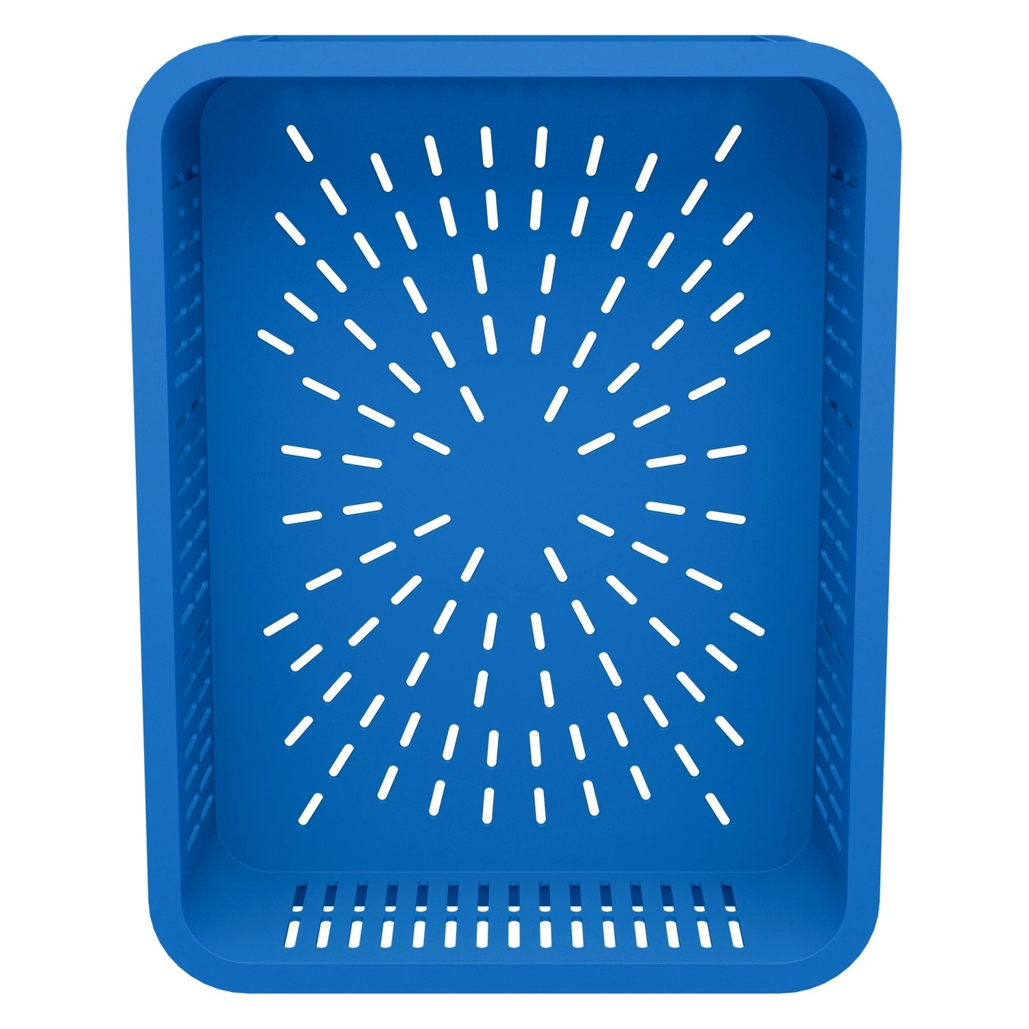 Пищевой ящик универсальный 435х335х110 мм iPlast синий ЭКО с перфорированными стенками и дном