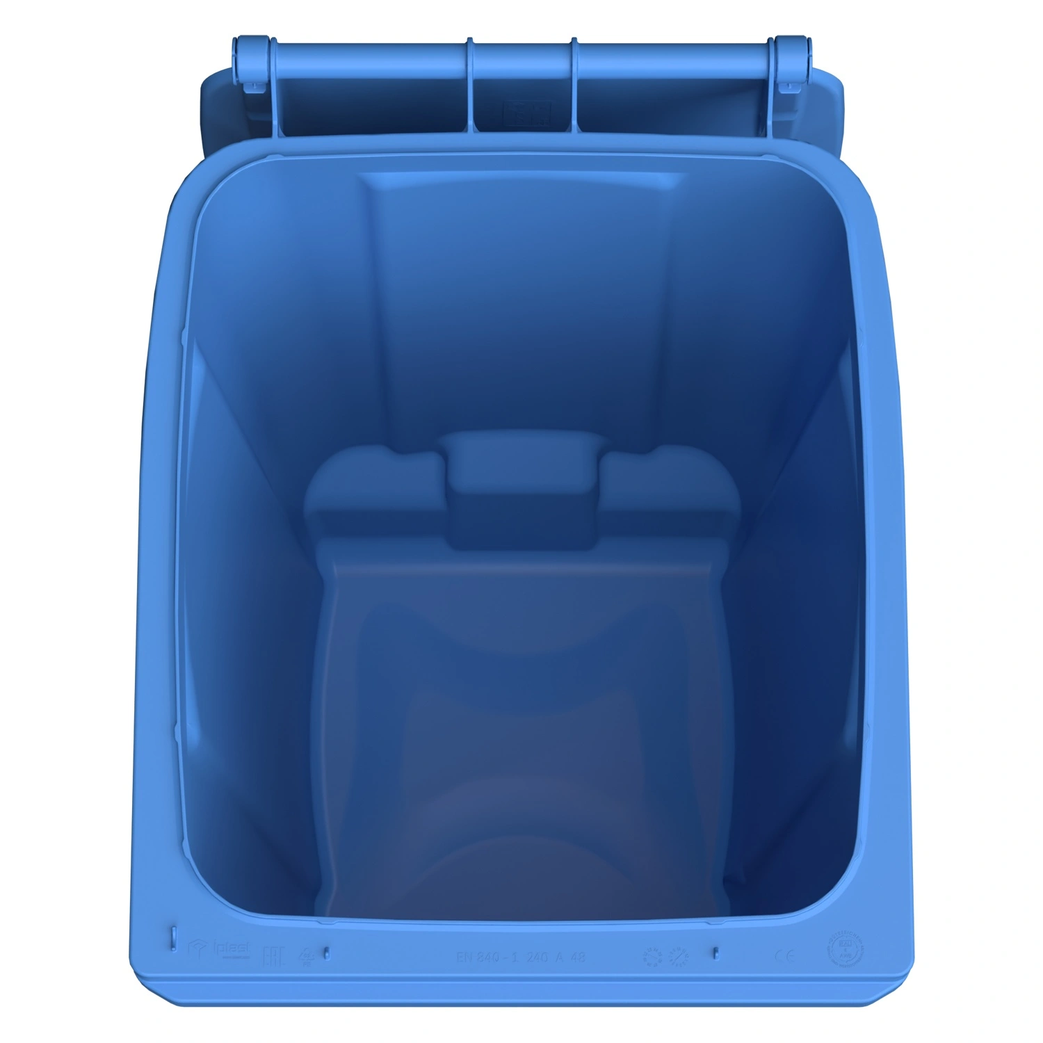 Мусорный контейнер 240 л iPlast тёмно-голубой 2-колёсный (д. 200 мм) с тёмно-голубой крышкой Мусорный контейнер 240 л iPlast тёмно-голубой 2-колёсный (д. 200 мм) с тёмно-голубой крышкой