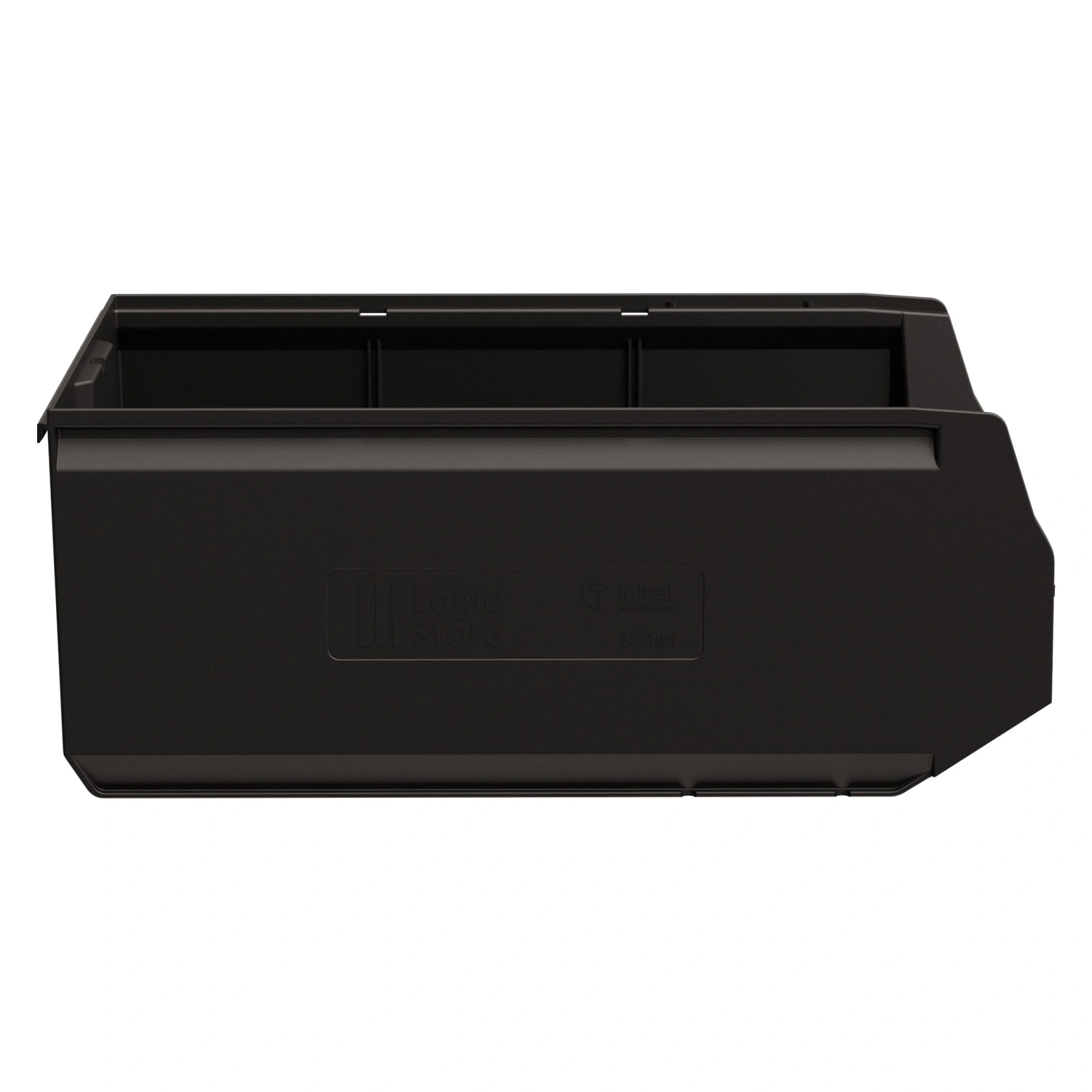 Складской лоток Logic Store 500х300х200 мм iPlast чёрный ЭКО с отверстиями для перегородок N1 (12.406.1)
