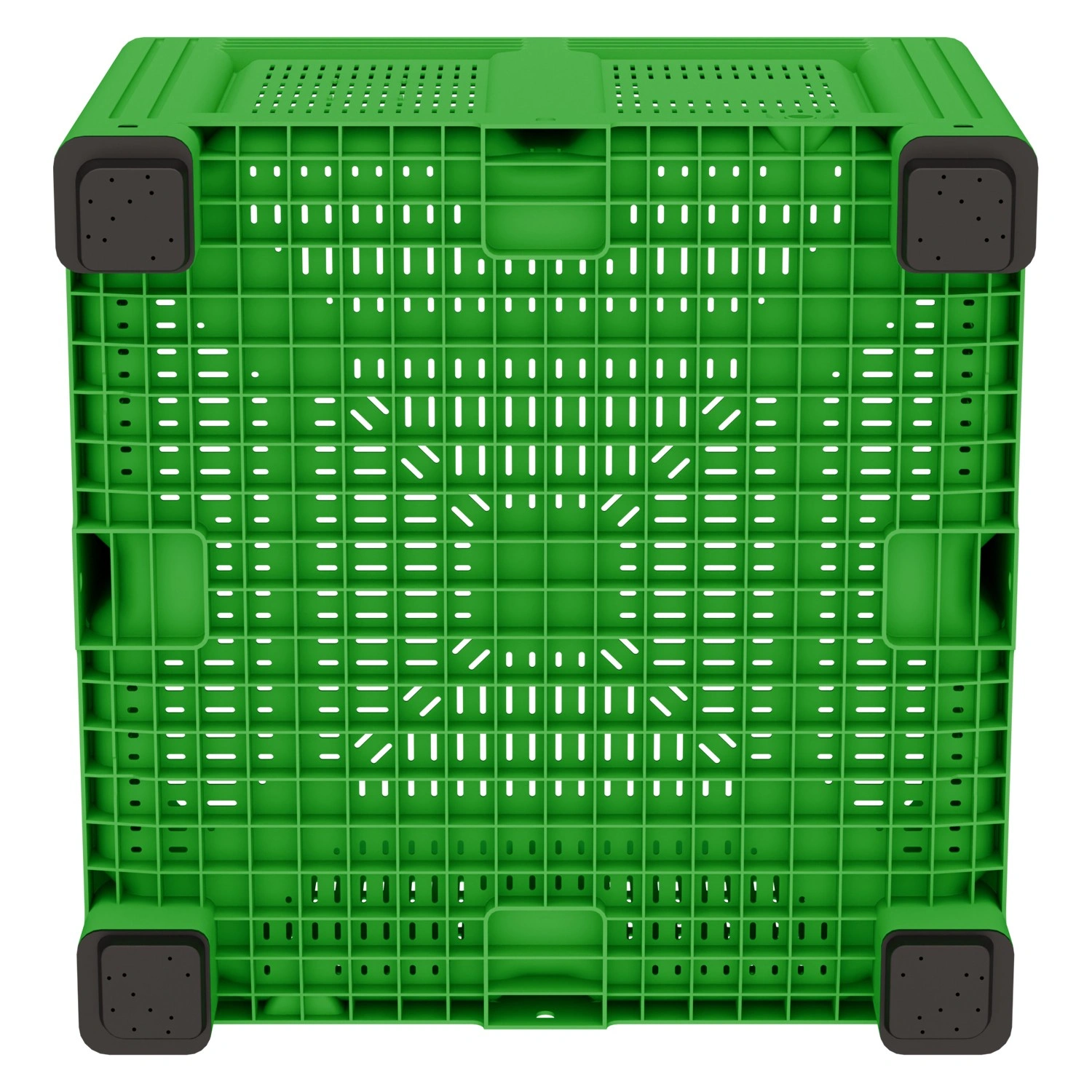 Большой контейнер 1130x1130x760 мм iPlast iBOX салатовый c перфорированными стенками и дном, на ножках