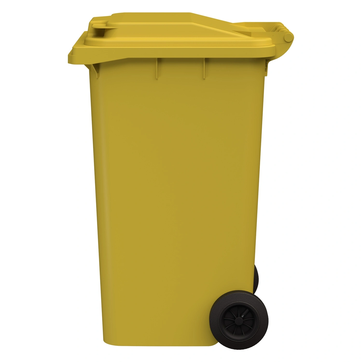 Мусорный контейнер 240 л iPlast жёлтый 2-колёсный (д. 200 мм) с жёлтой полипропиленовой крышкой Мусорный контейнер 240 л iPlast жёлтый 2-колёсный (д. 200 мм) с жёлтой полипропиленовой крышкой
