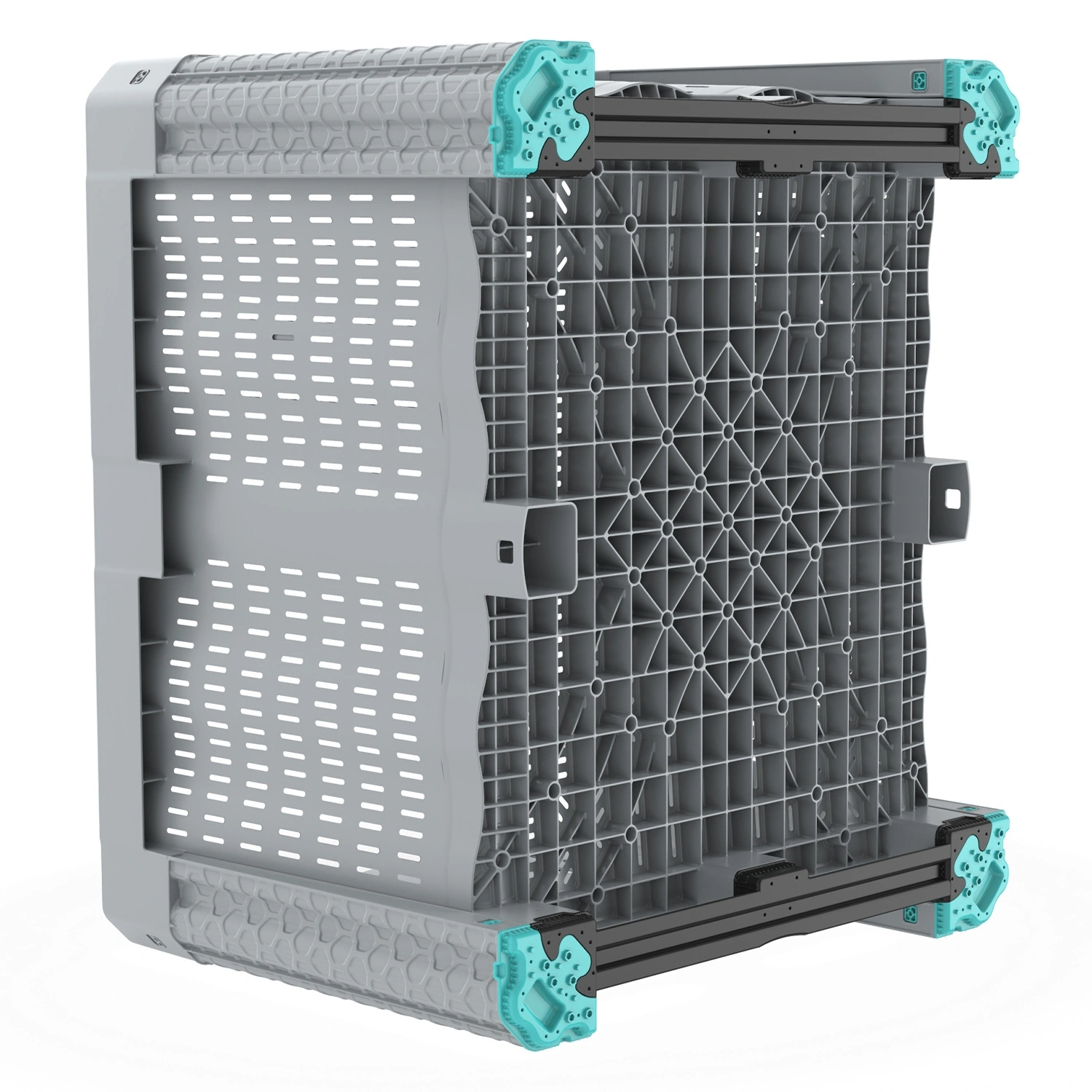 Большой контейнер 1200х1000х790 мм вкладываемый с перфорированными стенками и дном на полозьях