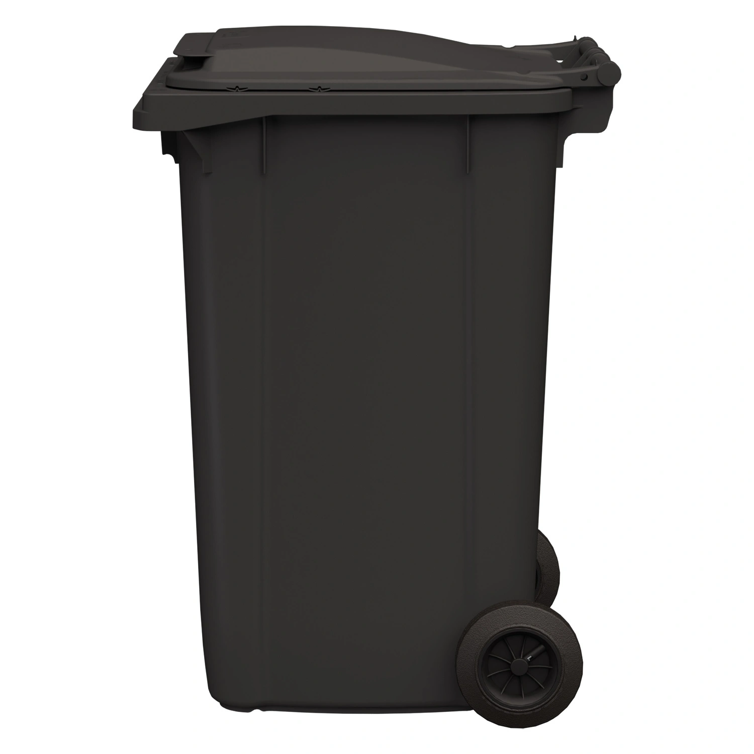 Мусорный контейнер 240 л iPlast тёмно-серый 2-колёсный (д. 200 мм) с тёмно-серой крышкой NEW (20.808)