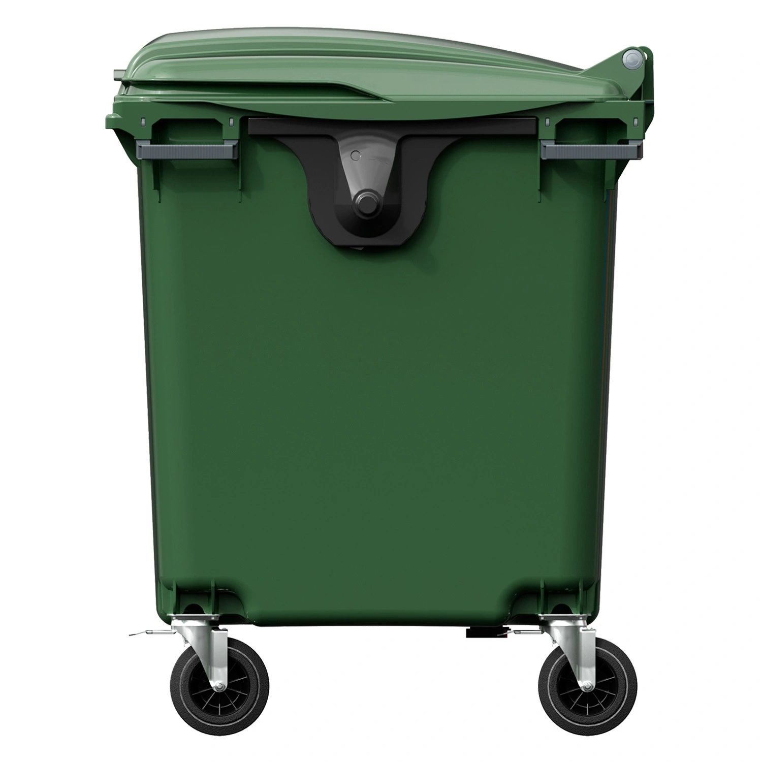 Мусорный контейнер 1100 л iPlast зелёный 4-колёсный с зелёной крышкой без педали N2 (20.809.2)