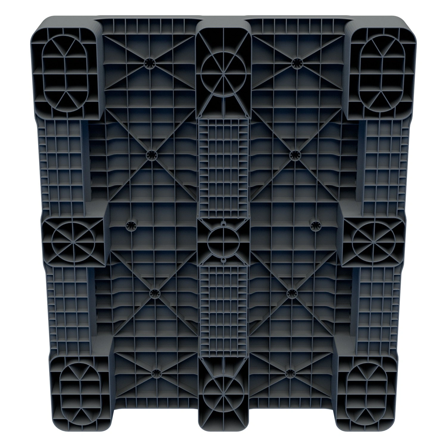 Пластиковый паллет 1200х1000х150 мм iPlast серый сплошной многооборотный на 3 полозьях с бортиком