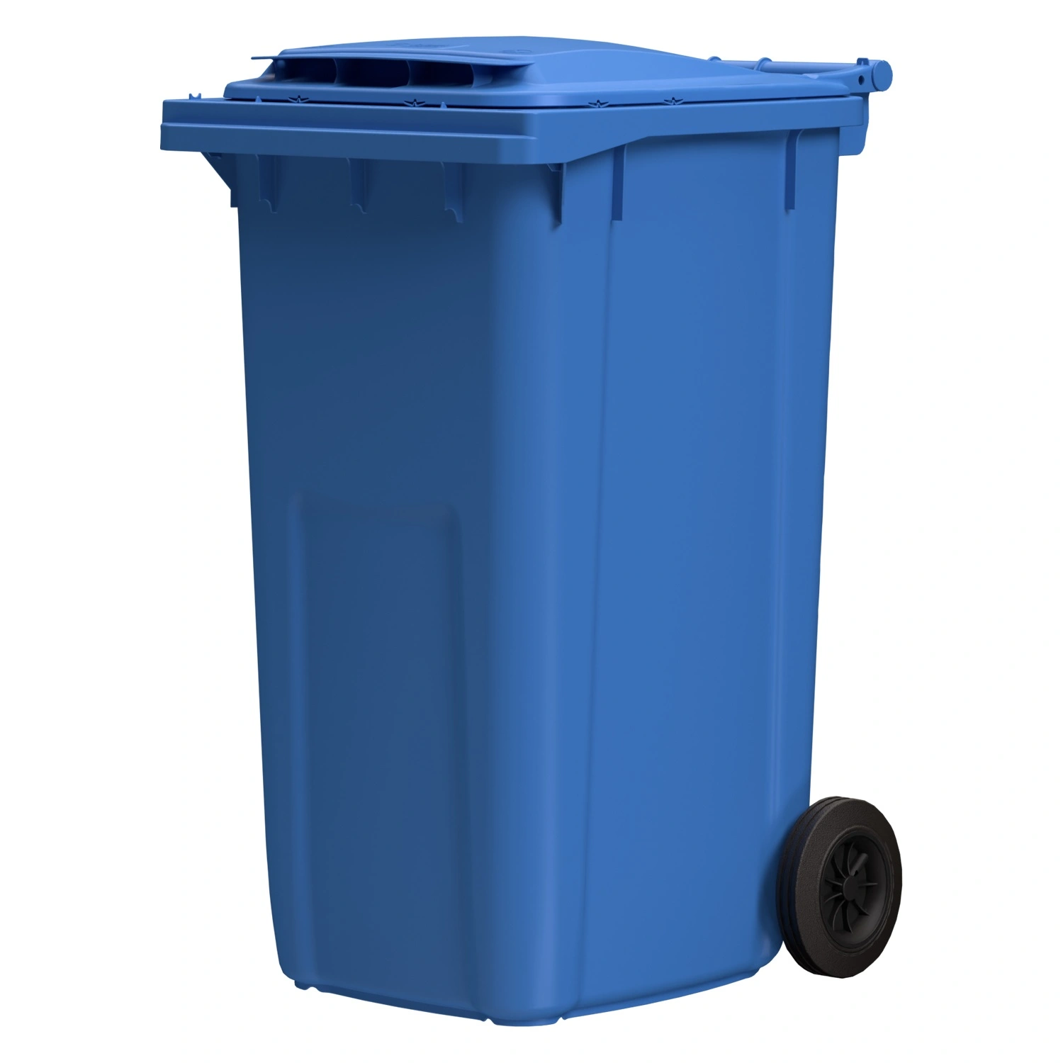 Мусорный контейнер 240 л iPlast тёмно-голубой 2-колёсный (д. 200 мм) с тёмно-голубой крышкой Мусорный контейнер 240 л iPlast тёмно-голубой 2-колёсный (д. 200 мм) с тёмно-голубой крышкой