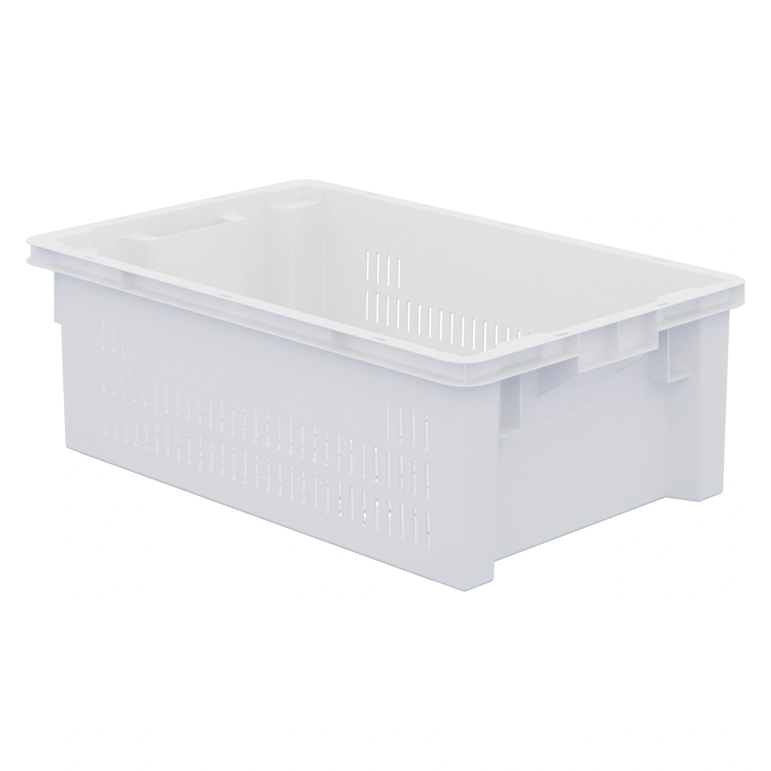 Пищевой ящик универсальный 600х400х200 мм iPlast белый с перфорированными стенками и дном