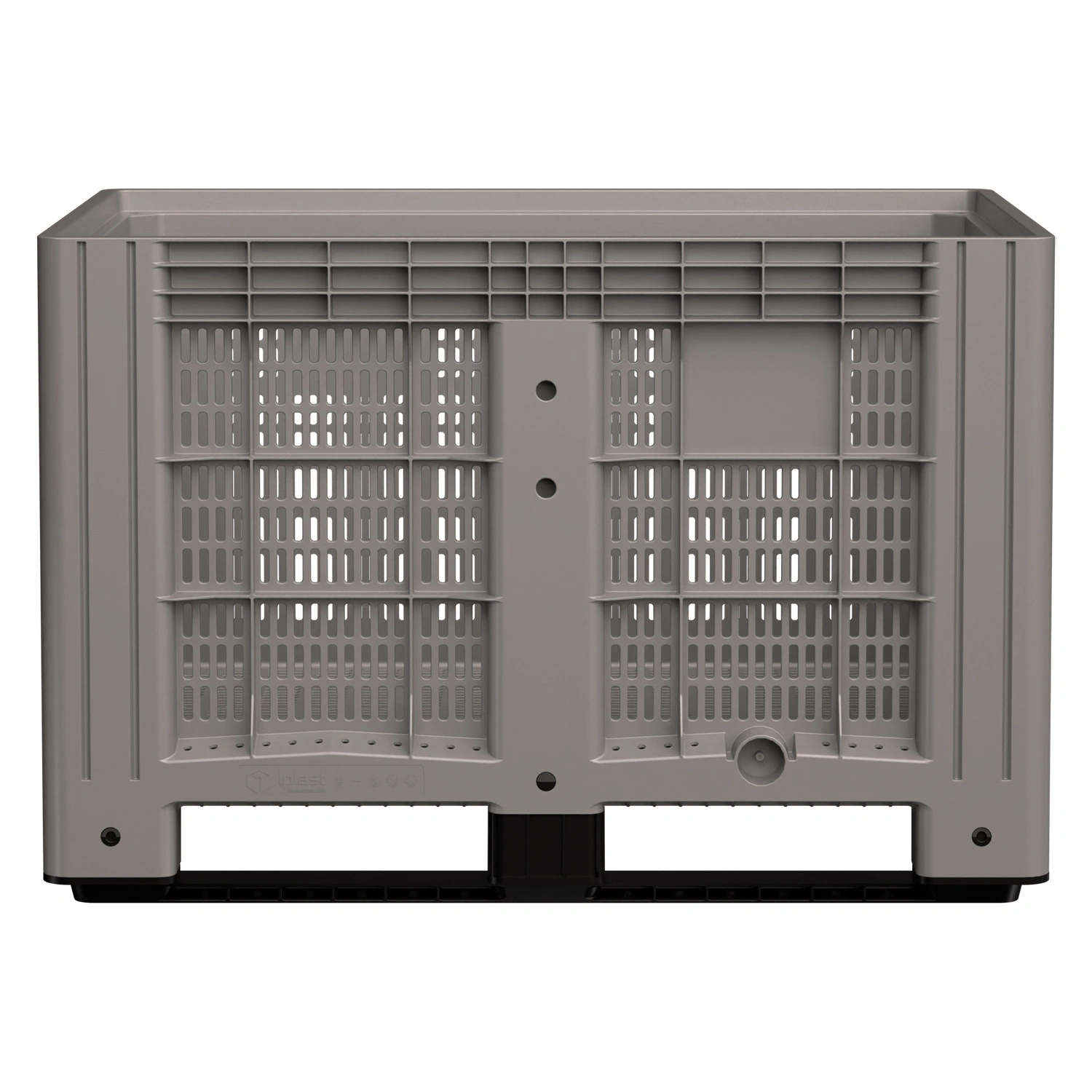 Большой контейнер 1200x800x800 мм iPlast iBOX серый c перфорированными стенками и дном, на полозьях
