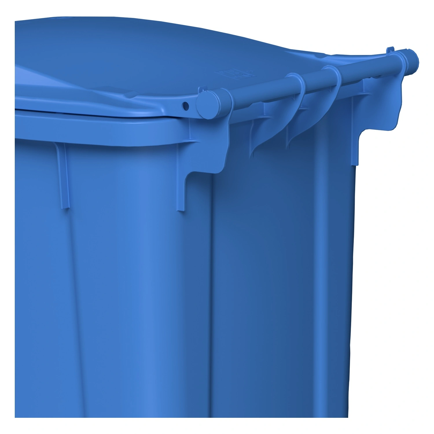 Мусорный контейнер 240 л iPlast тёмно-голубой 2-колёсный (д. 200 мм) с тёмно-голубой крышкой