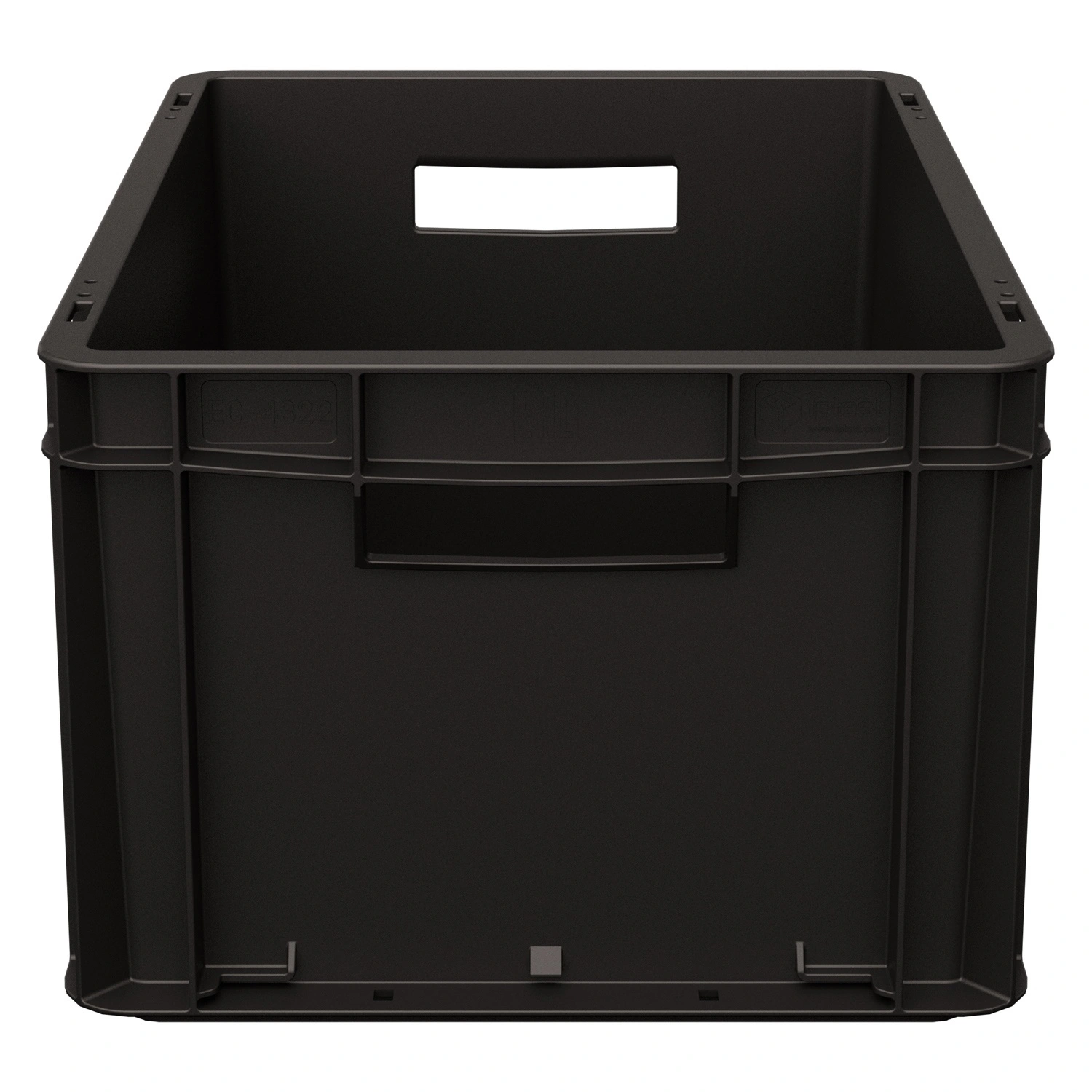 Евроконтейнер ЕС-4322.3 400х300х220 мм iPlast чёрный ЭКО с усиленным дном, открытыми ручками