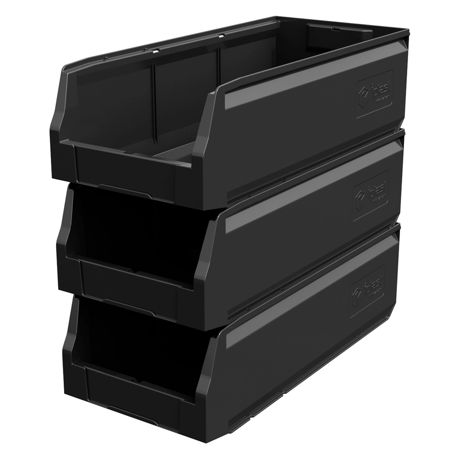 Складской лоток Logic Store 500х225х150 мм iPlast чёрный ЭКО с отверстиями для перегородок N2 (12.405.2)