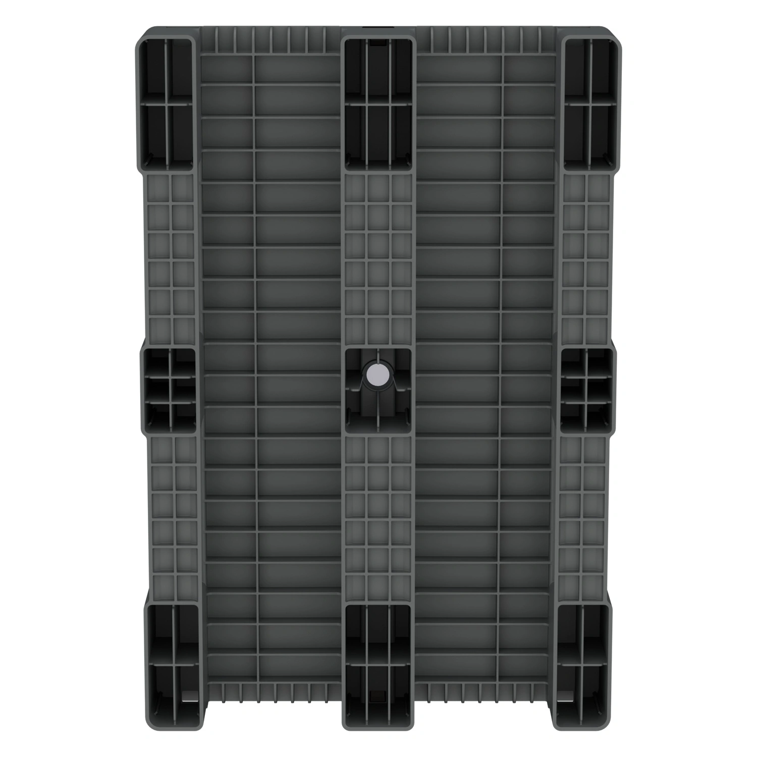 Пластиковый паллет 1200х800х150 мм iPlast серый сплошной на 3 полозьях с бортиком и 1 трубой усиления