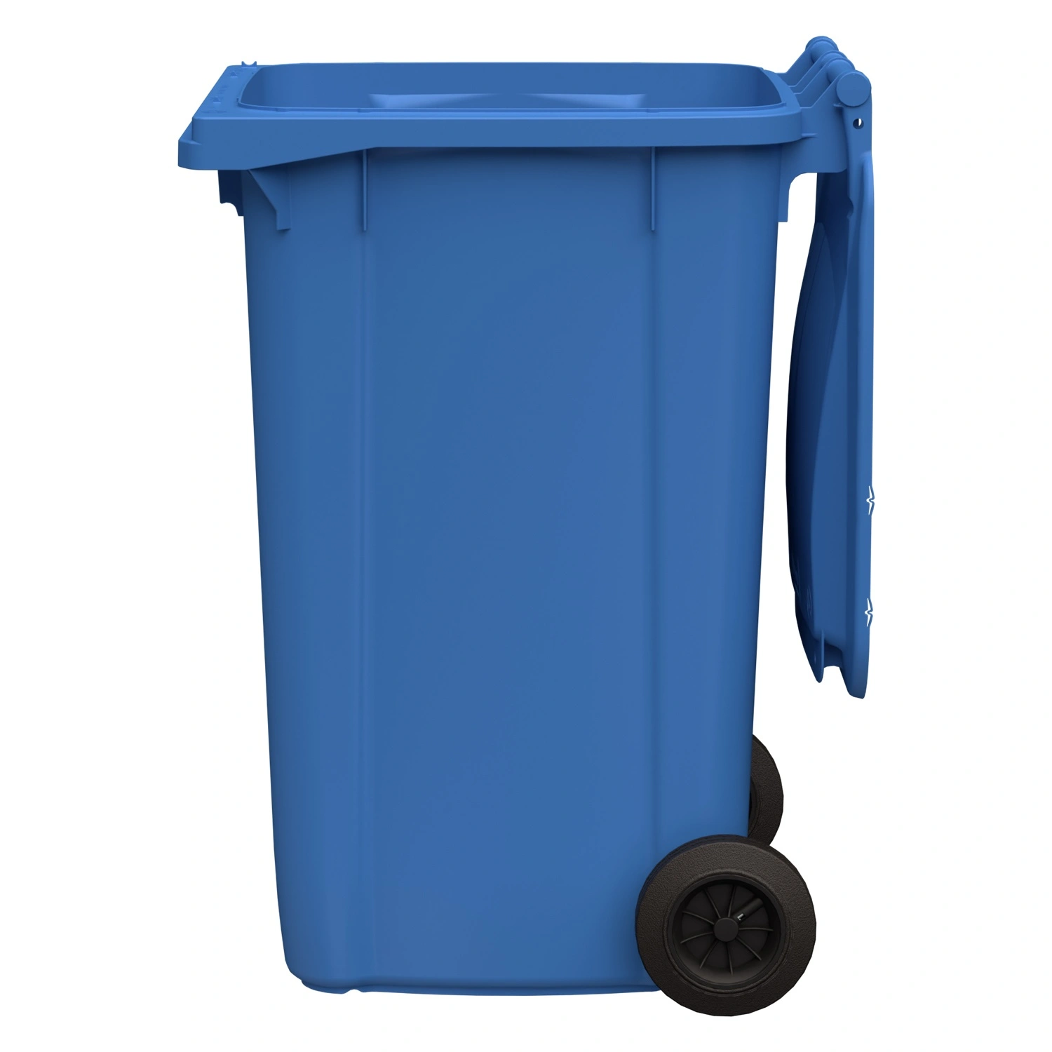 Мусорный контейнер 240 л iPlast тёмно-голубой 2-колёсный (д. 200 мм) с тёмно-голубой крышкой