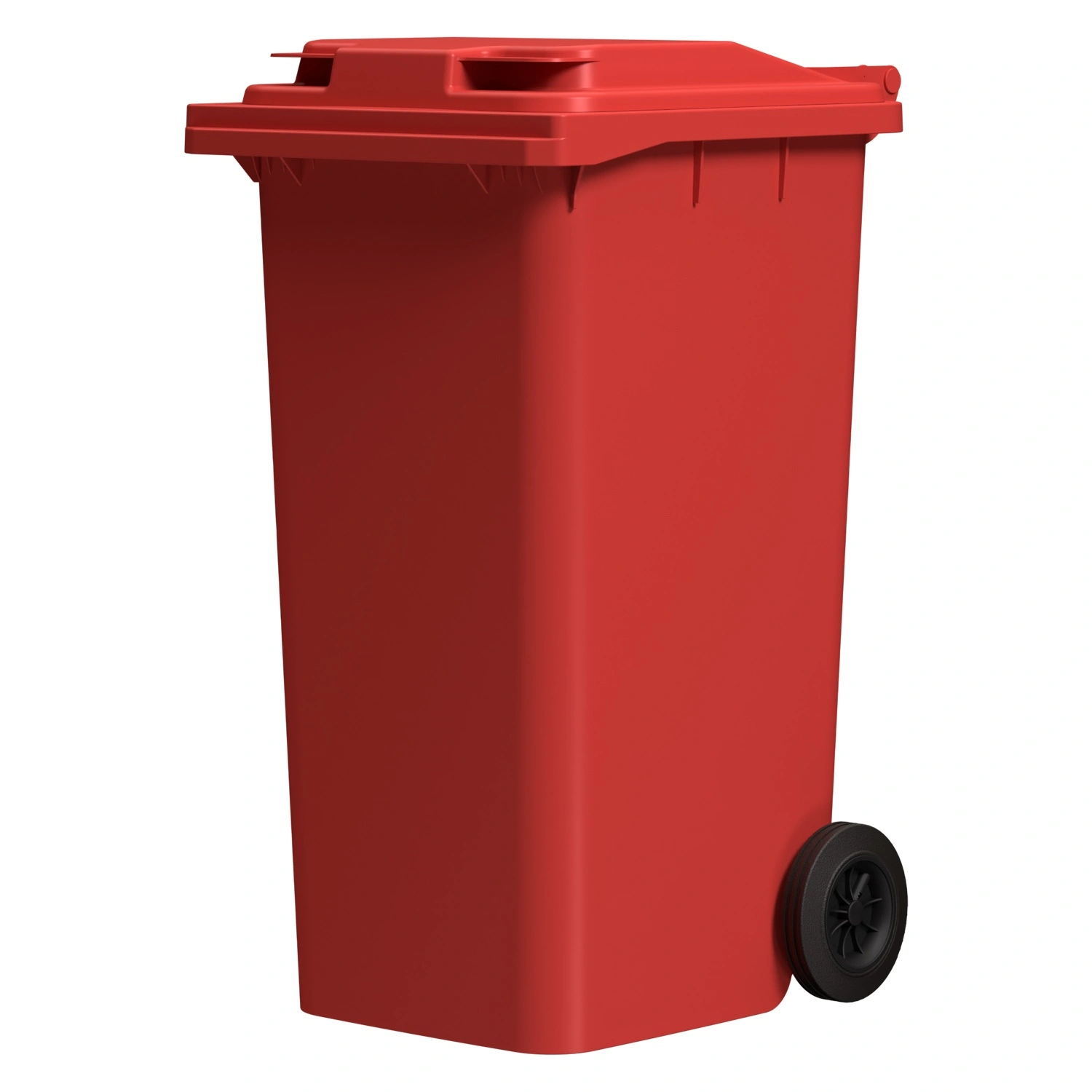 Мусорный контейнер 240 л iPlast красный 2-колёсный (д. 200 мм) с красной полипропиленовой крышкой