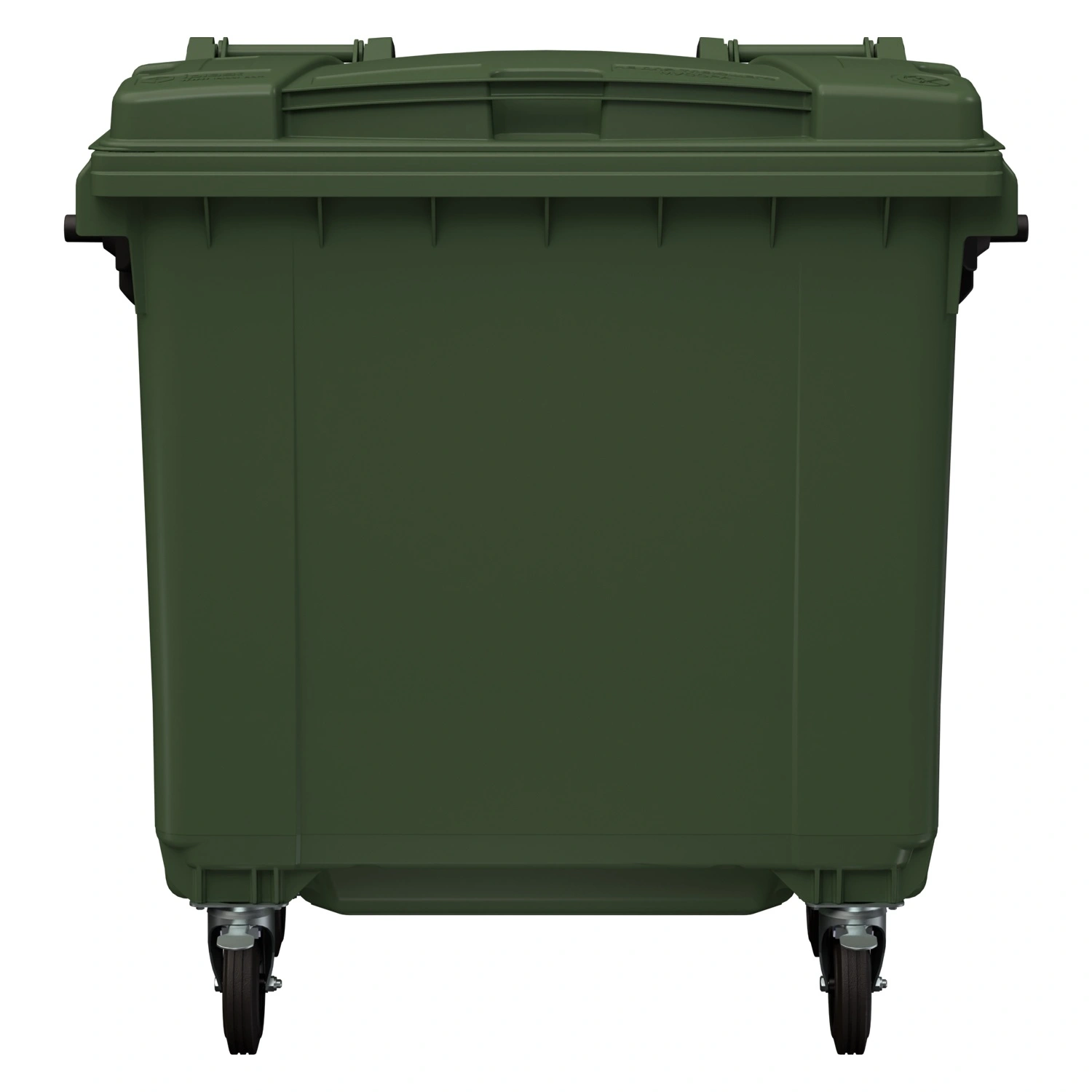 Мусорный контейнер 770 л iPlast зелёный 4-колёсный с зелёной крышкой
