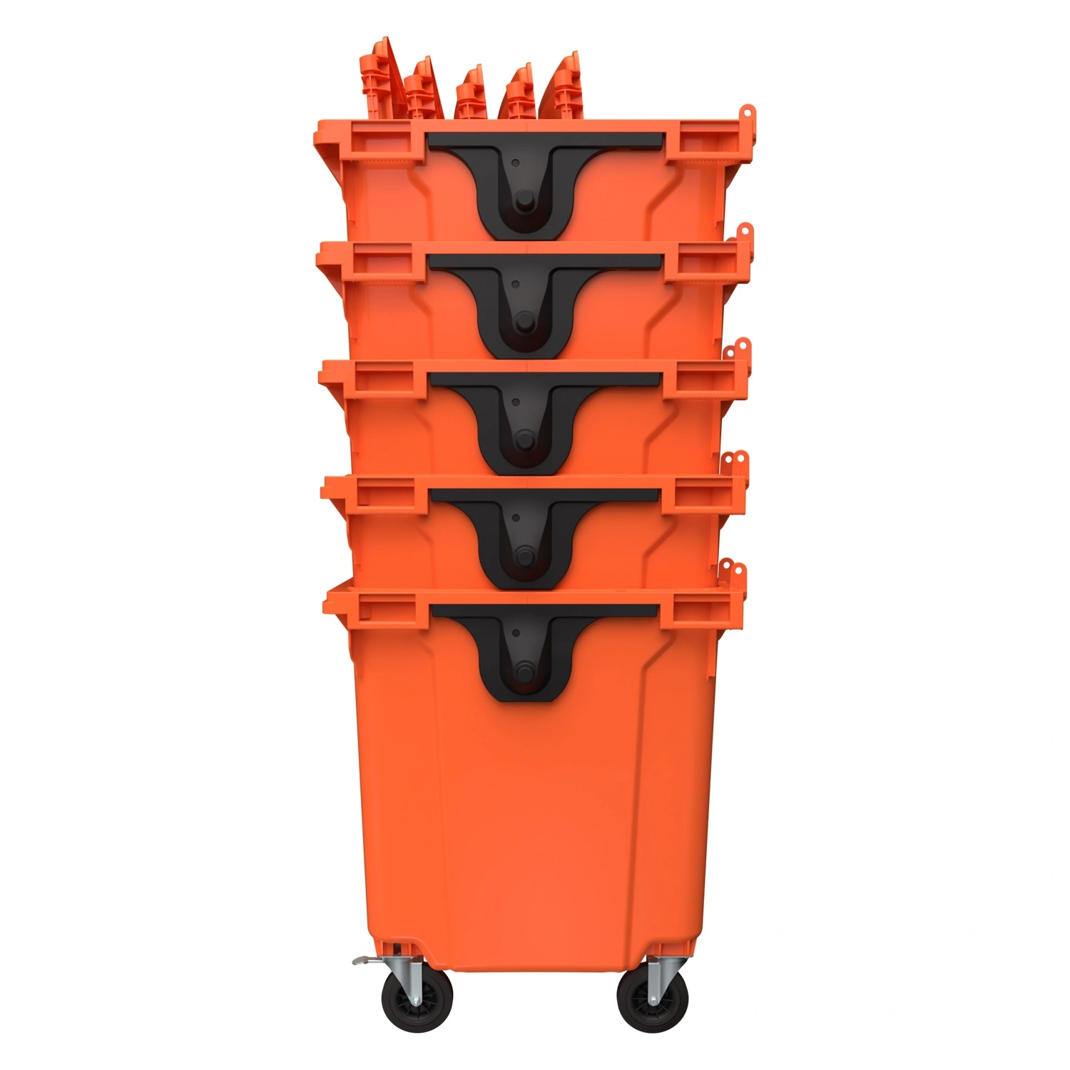Мусорный контейнер 1100 л iPlast оранжевый 4-колёсный с оранжевой крышкой N1 (20.807.1)
