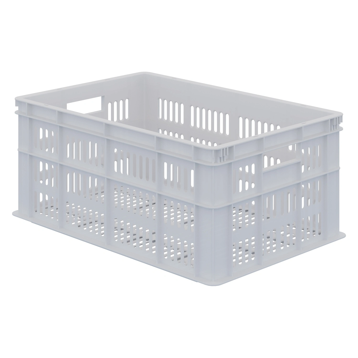 Пищевой ящик универсальный 600х400х259 мм iPlast белый с перфорированными стенками и дном