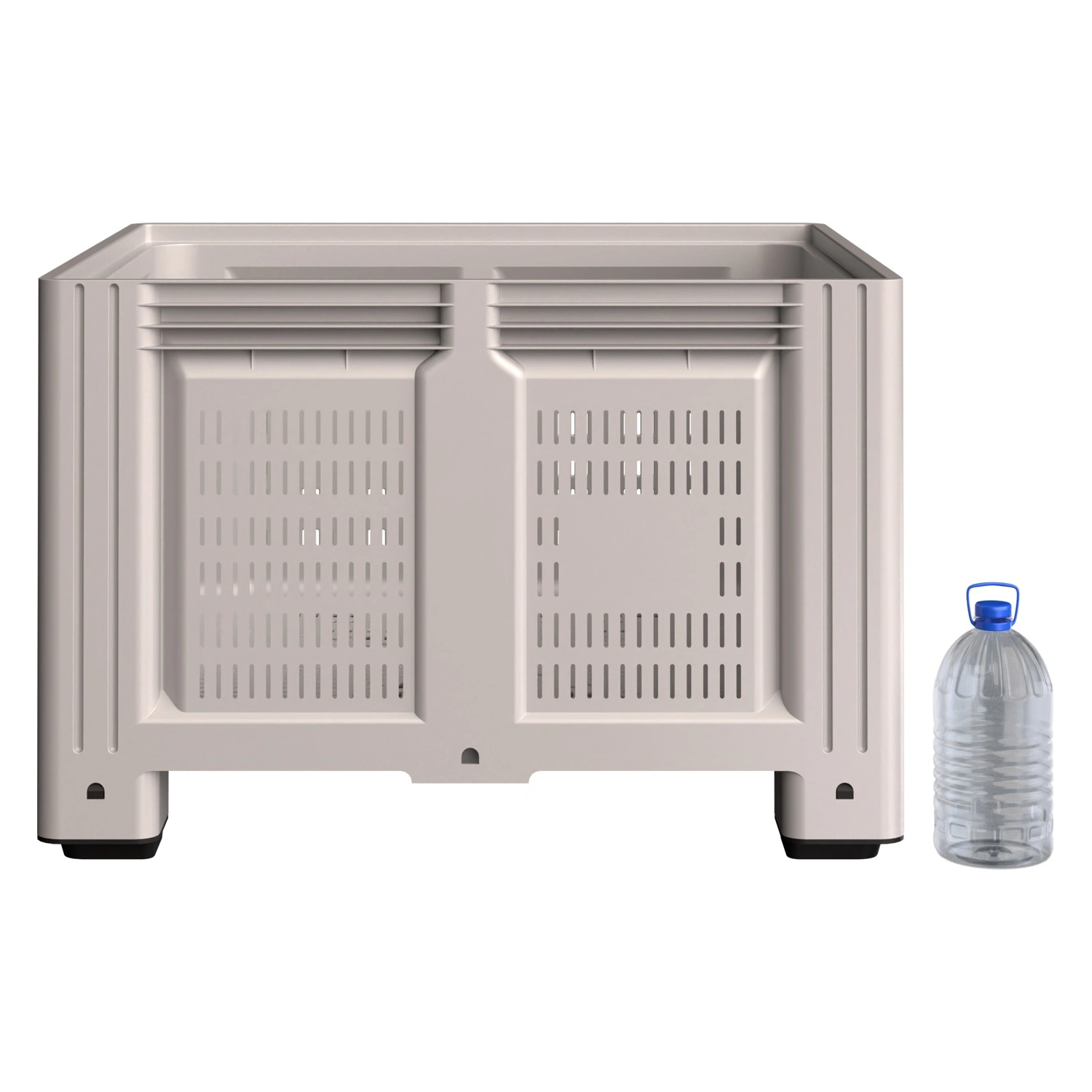Большой контейнер 1130x1130x760 мм iPlast iBOX светло-серый c перфорированными стенками и дном, на ножках